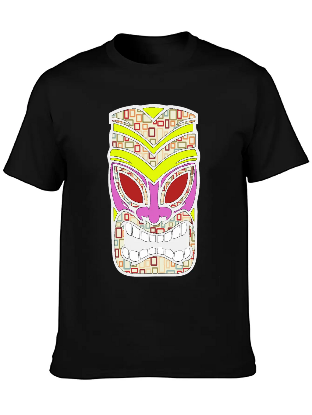 Tiki Mask Hawaii Colored Stylish Everyday T-Shirt – Unisex Basic Cotton Tee