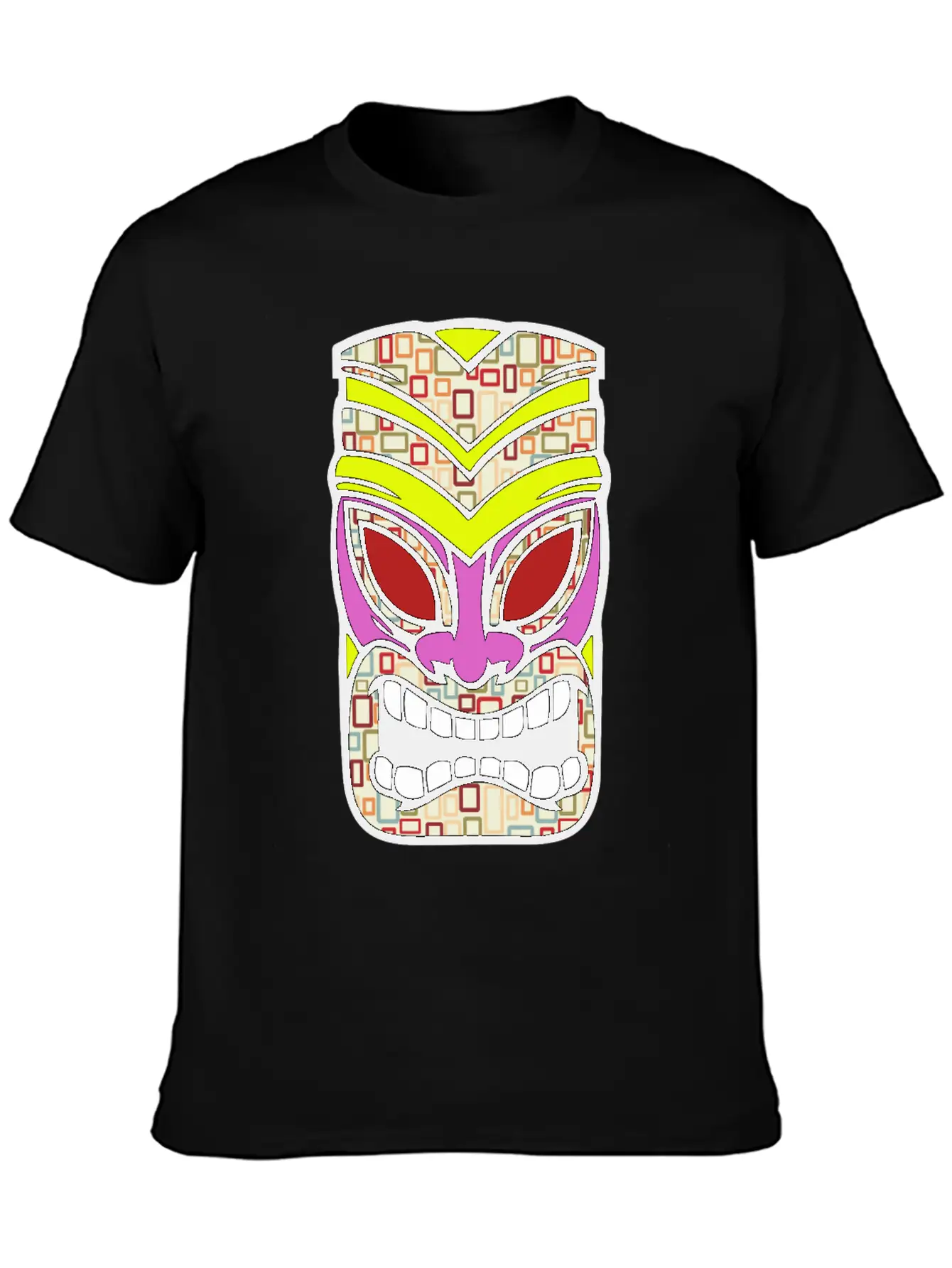 Tiki Mask Hawaii Colored Stylish Everyday T-Shirt – Unisex Basic Cotton Tee