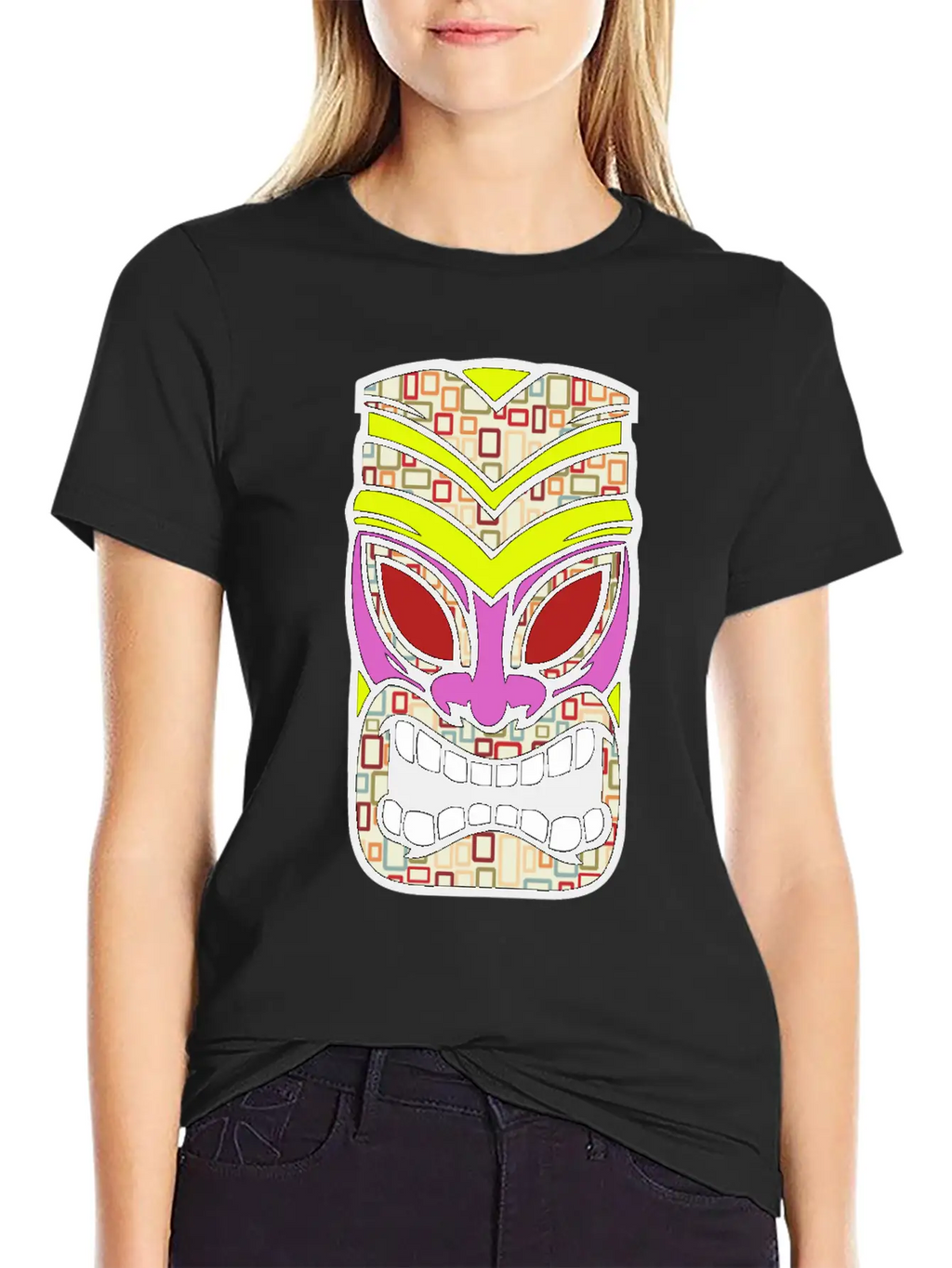Tiki Mask Hawaii Colored Stylish Everyday T-Shirt – Unisex Basic Cotton Tee