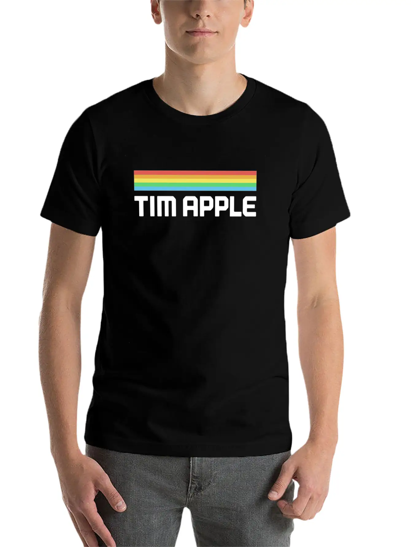 Tim Apple Lines Tim Apple Rainbow Essential Cotton Tee For Daily Outfits – Unisex Style