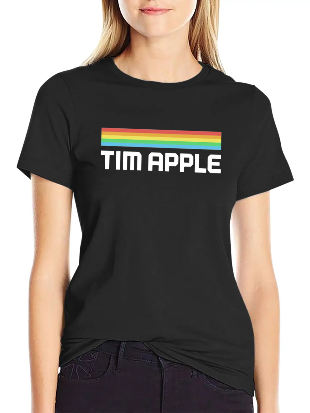Tim Apple Lines Tim Apple Rainbow Essential Cotton Tee For Daily Outfits – Unisex Style