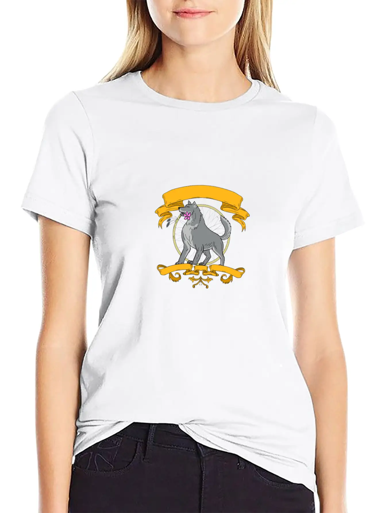 Timber Wolf Plumeria Flower Dreamcatcher Drawing Unisex Casual T-Shirt – Clean Design For Daily Comfort