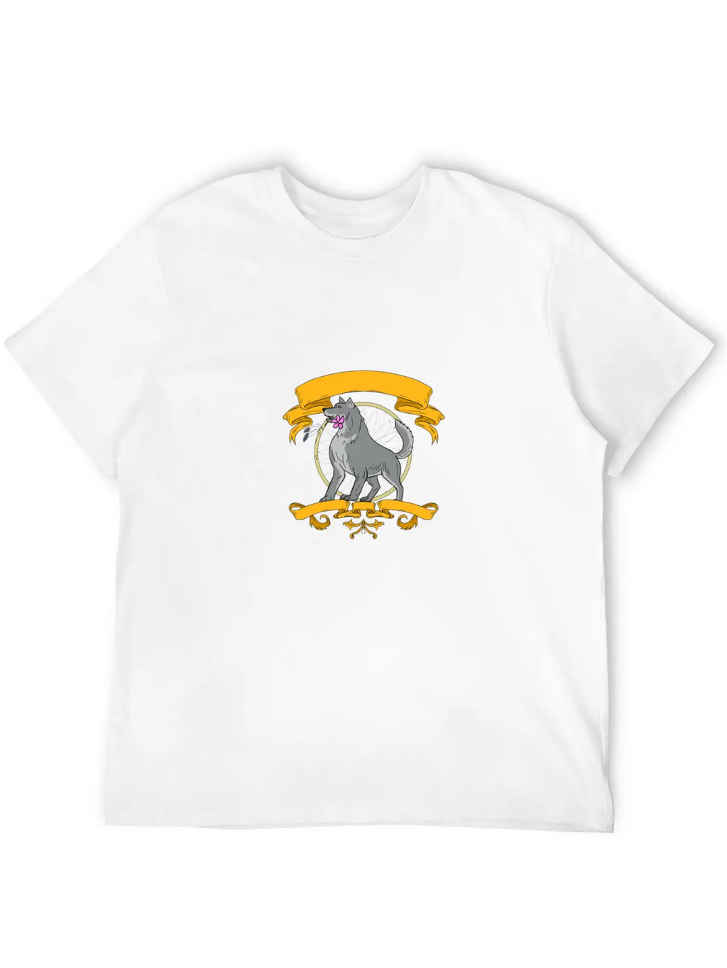 Timber Wolf Plumeria Flower Dreamcatcher Drawing Unisex Casual T-Shirt – Clean Design For Daily Comfort