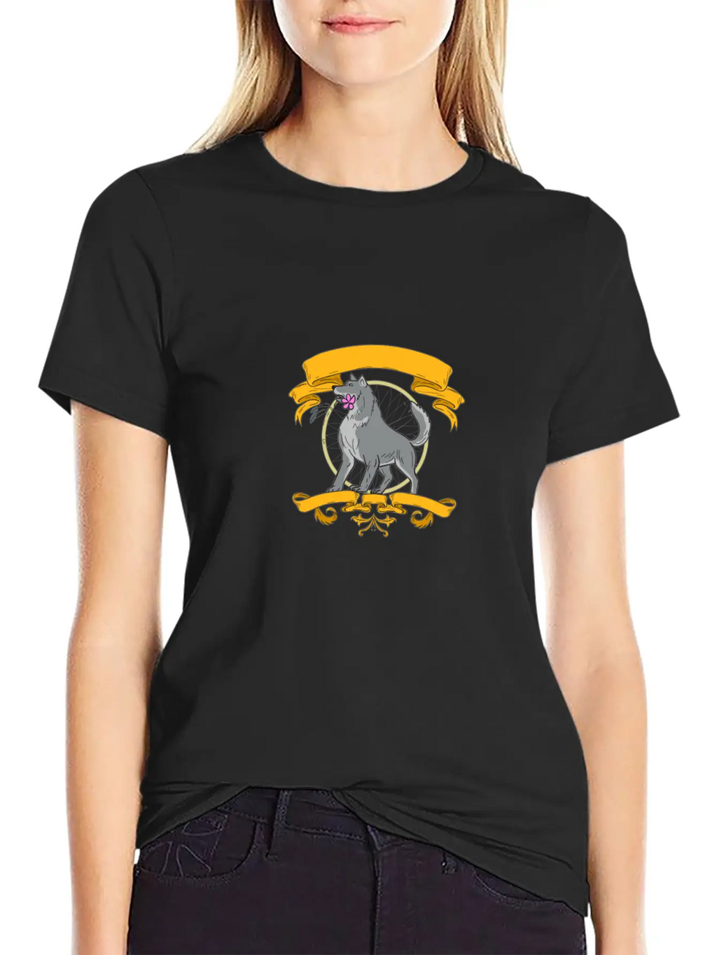 Timber Wolf Plumeria Flower Dreamcatcher Drawing Unisex Casual T-Shirt – Clean Design For Daily Comfort