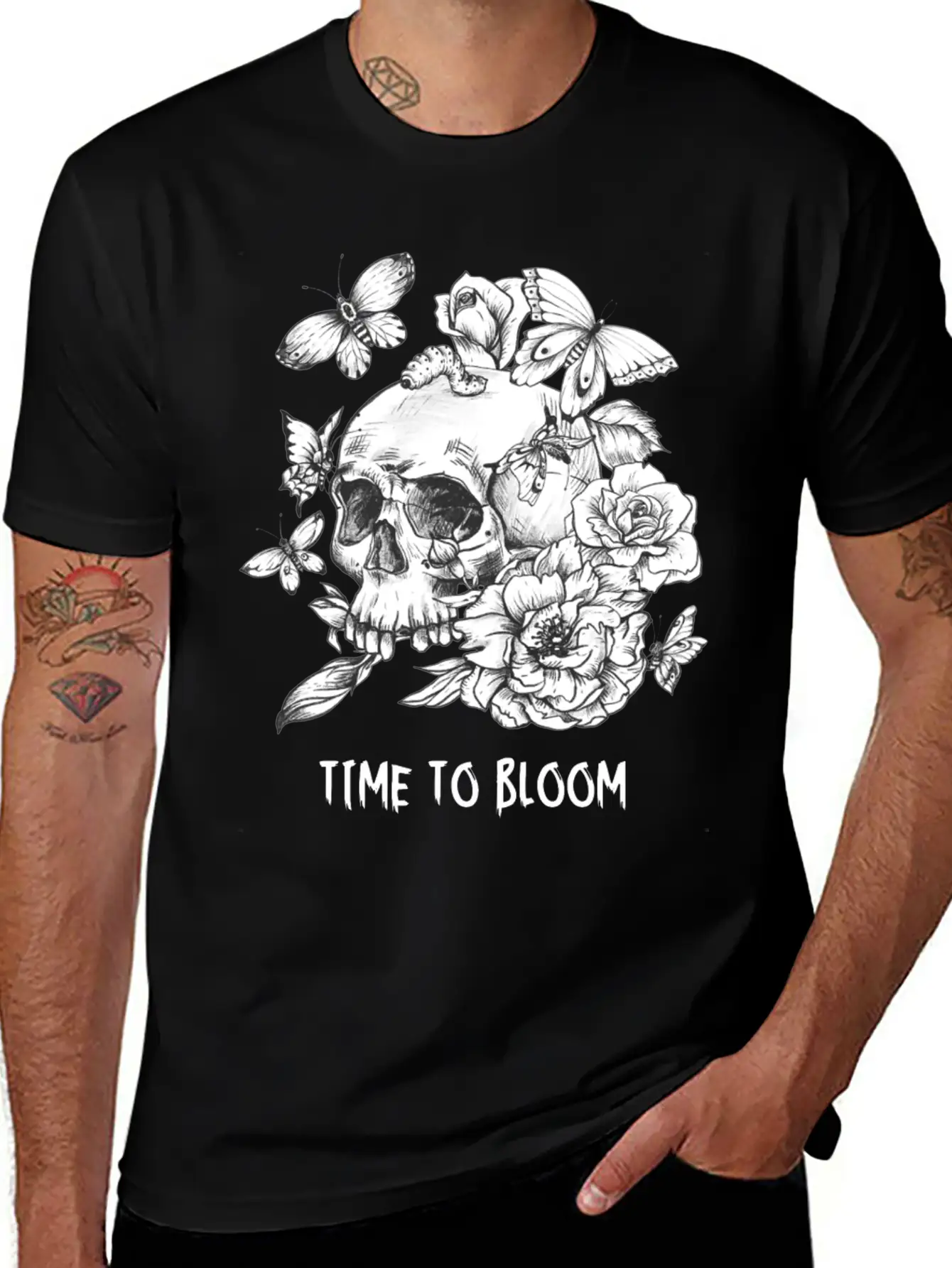 Time To Bloom, Skull Shirt, Funny Tee Unisex Casual T-Shirt – Clean Design For Daily Comfort