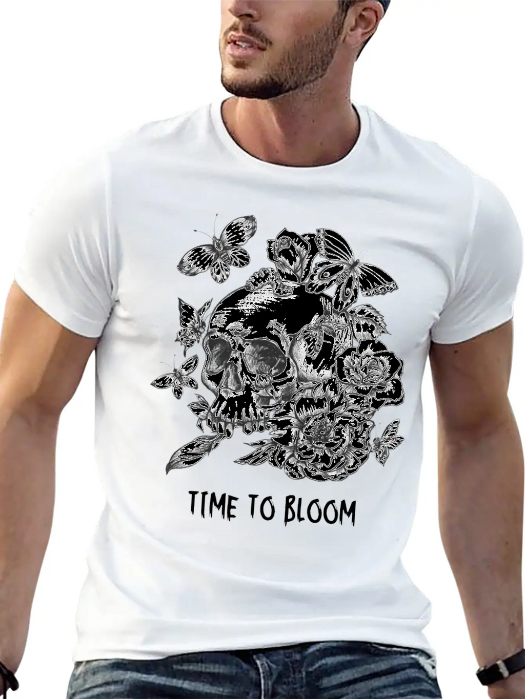 Time To Bloom, Skull Shirt, Funny Tee Unisex Casual T-Shirt – Clean Design For Daily Comfort