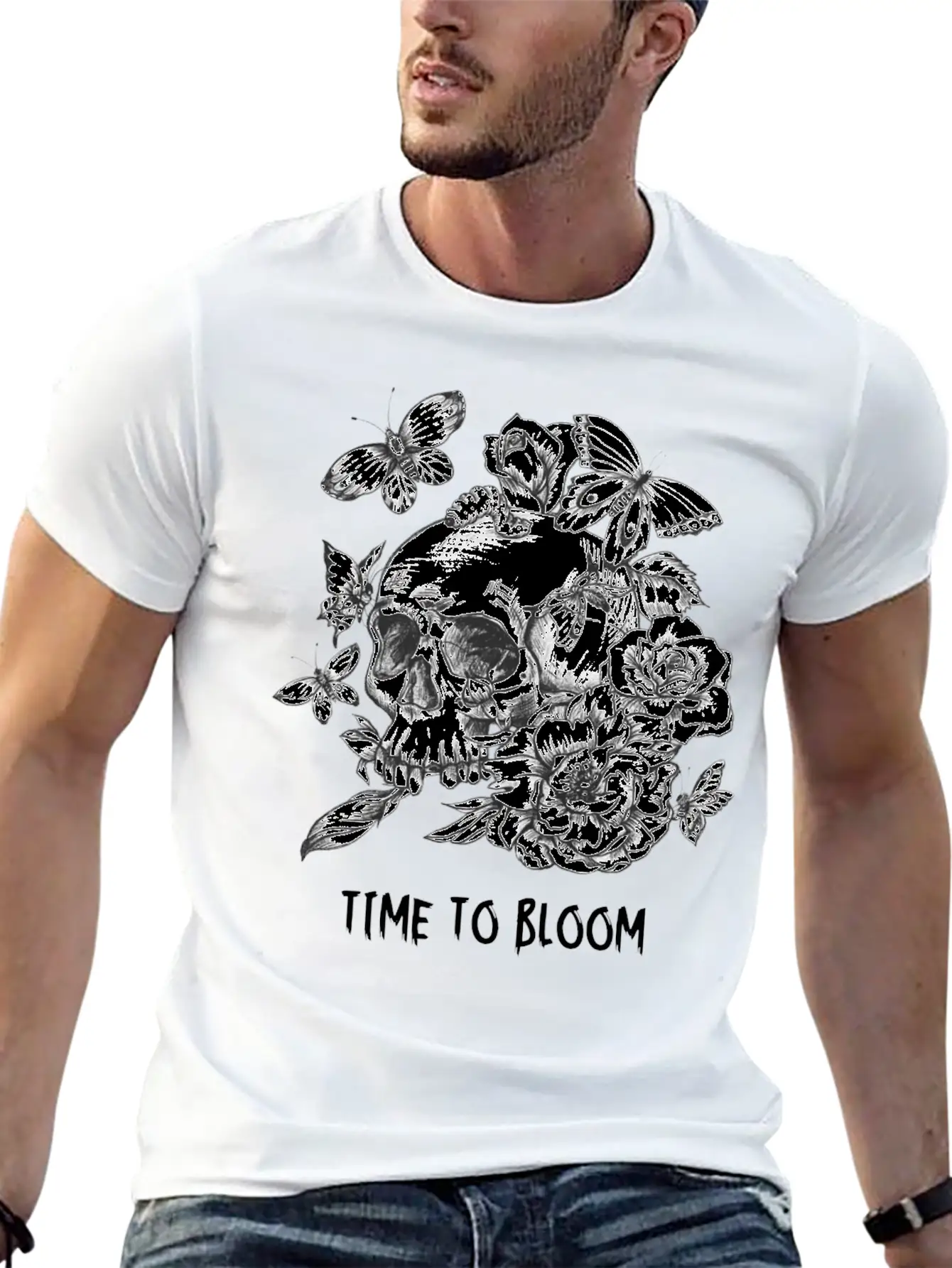 Time To Bloom, Skull Shirt, Funny Tee Unisex Casual T-Shirt – Clean Design For Daily Comfort