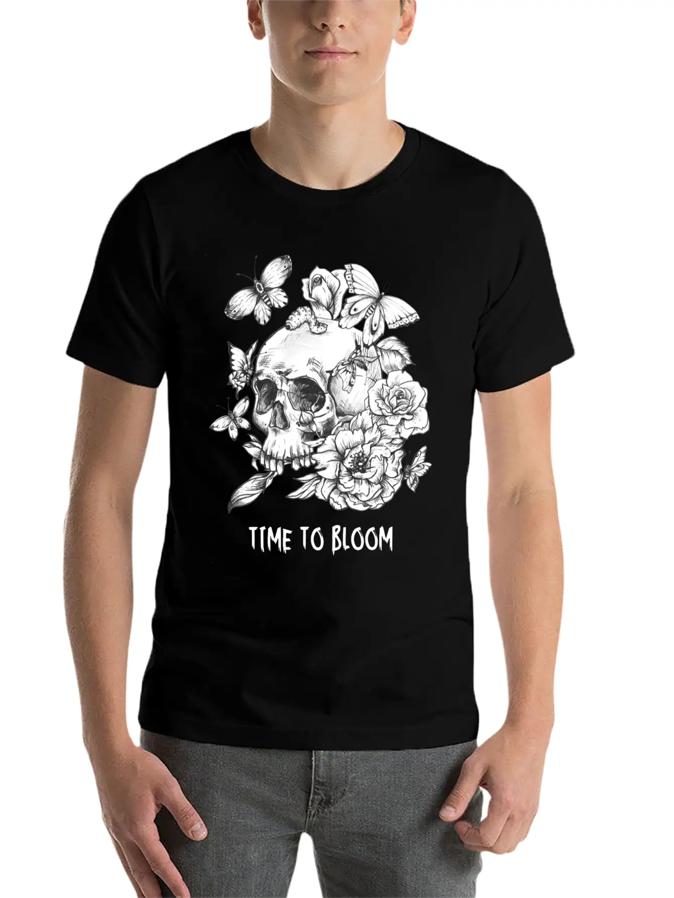 Time To Bloom, Skull Shirt, Funny Tee Unisex Casual T-Shirt – Clean Design For Daily Comfort