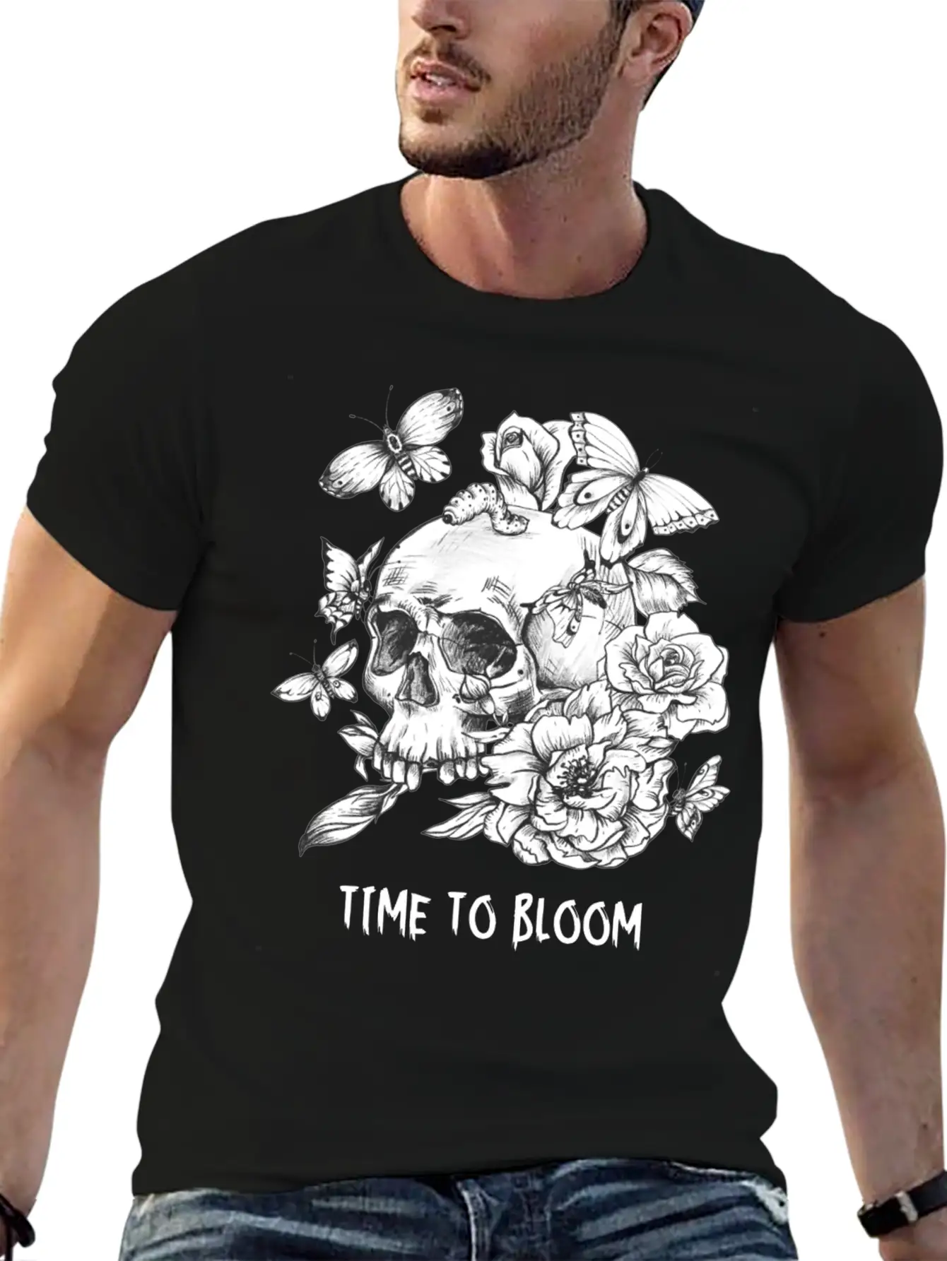 Time To Bloom, Skull Shirt, Funny Tee Unisex Casual T-Shirt – Clean Design For Daily Comfort