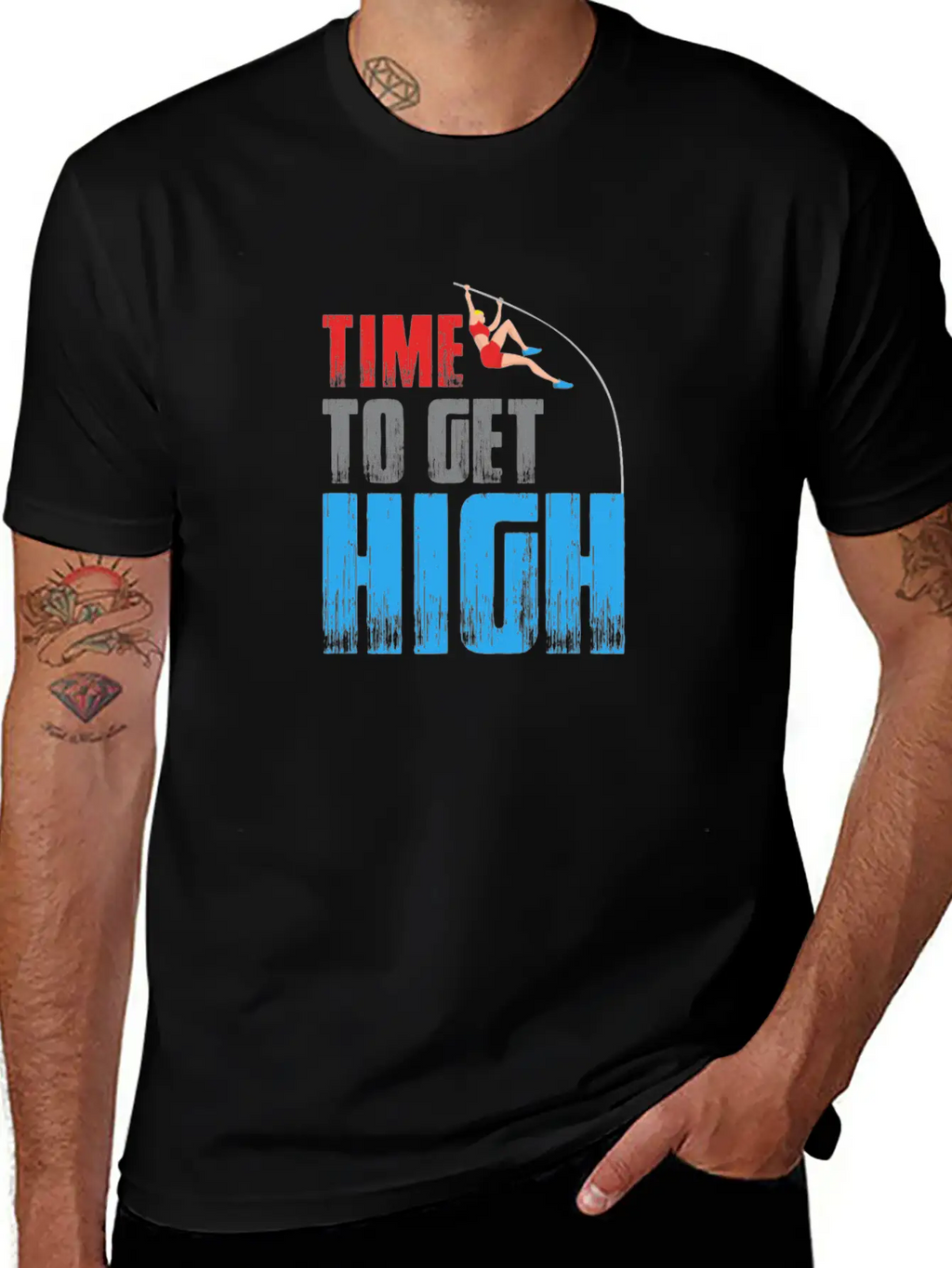 Time To Get High - Pole Vault Athletics Field Timeless Short Sleeve Tee – Comfy And Minimalist Design