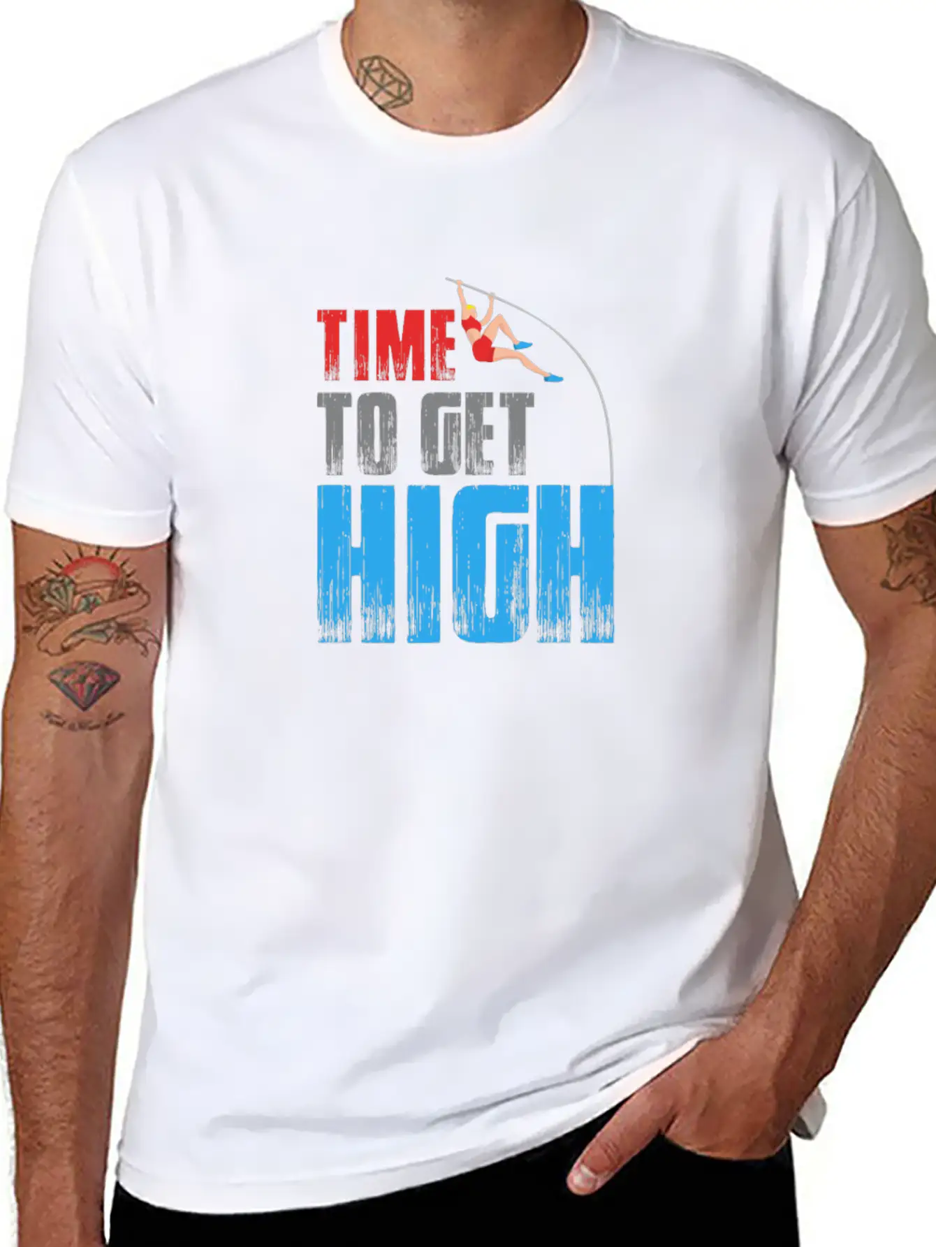 Time To Get High - Pole Vault Athletics Field Timeless Short Sleeve Tee – Comfy And Minimalist Design