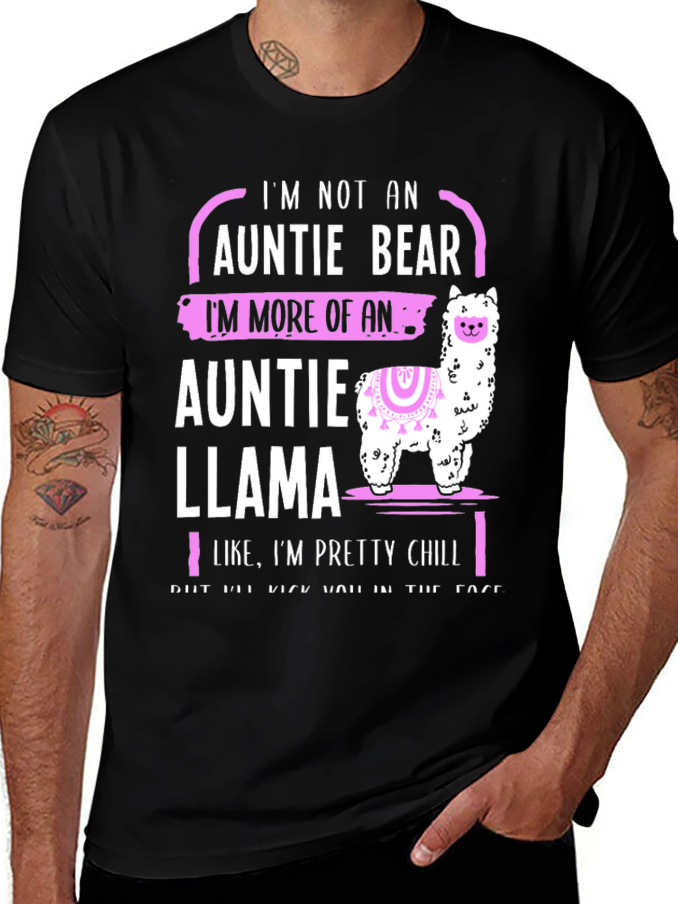 Auntie Llama Graphic Tee - Chill Aunt Gift