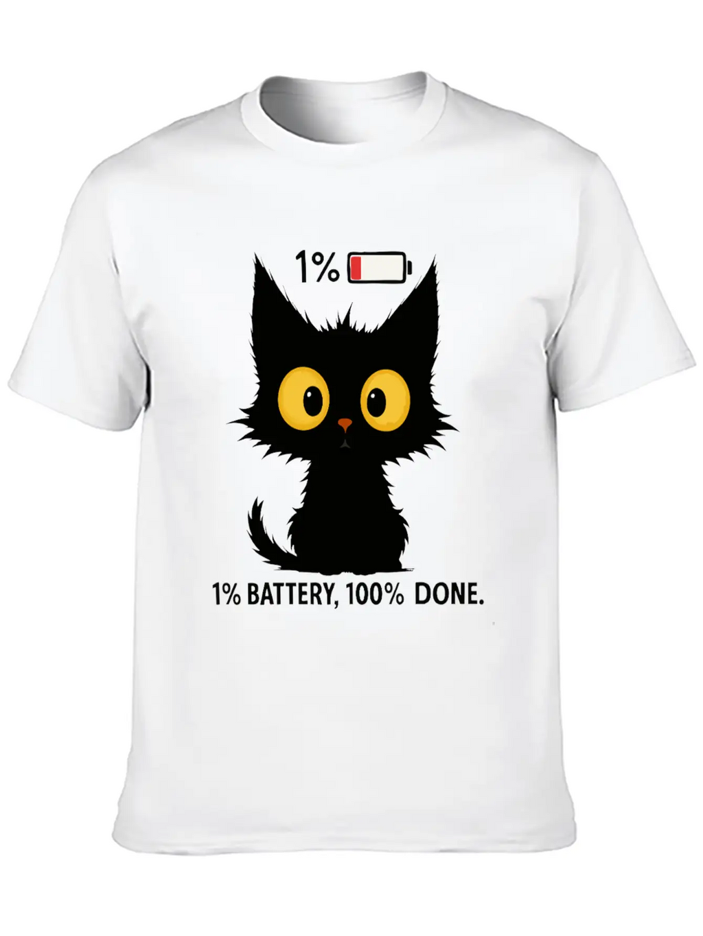 Tired Black Cat – Funny Exhausted Cat Timeless Short Sleeve Tee – Comfy And Minimalist Design