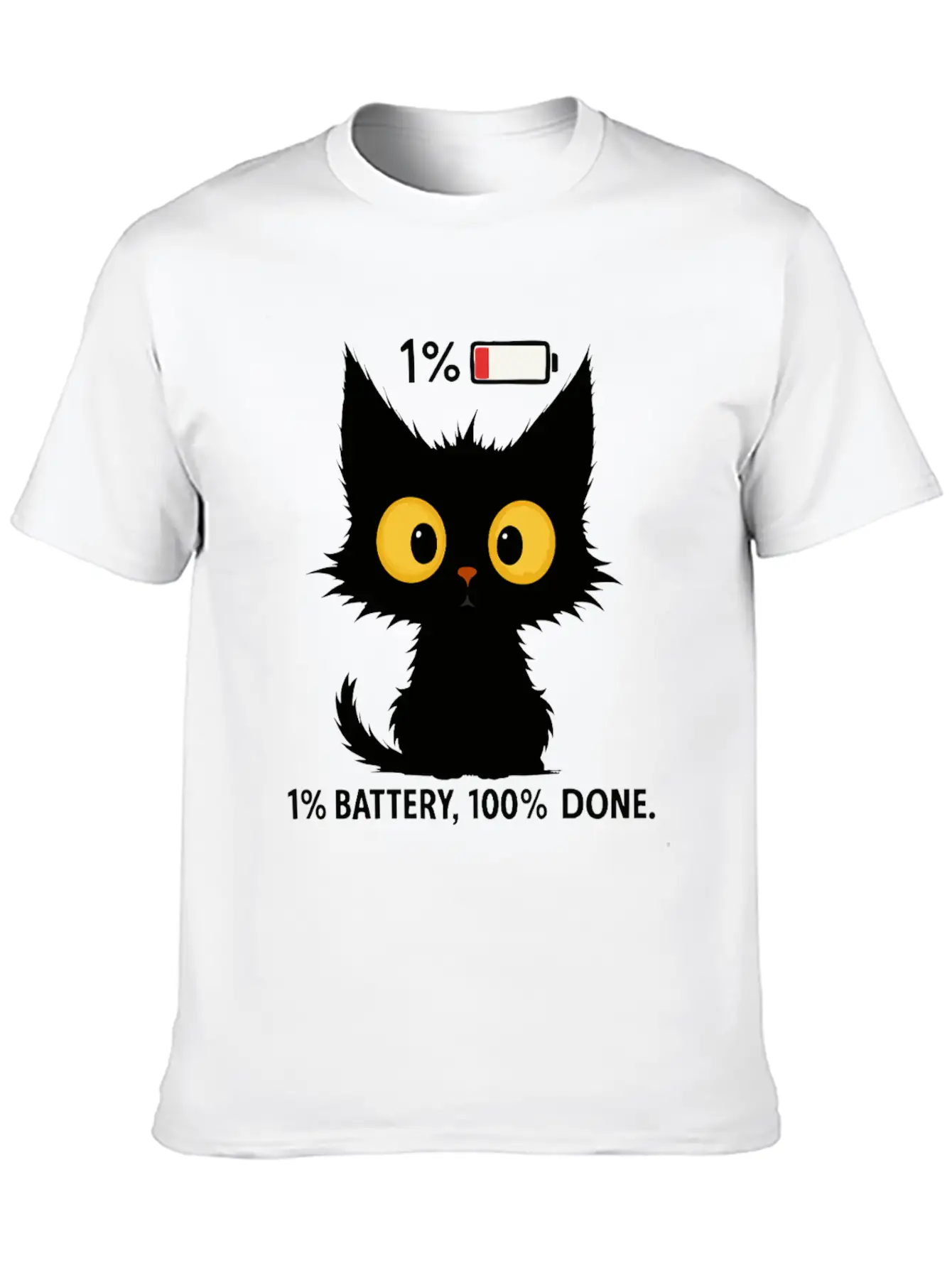Tired Black Cat – Funny Exhausted Cat Timeless Short Sleeve Tee – Comfy And Minimalist Design