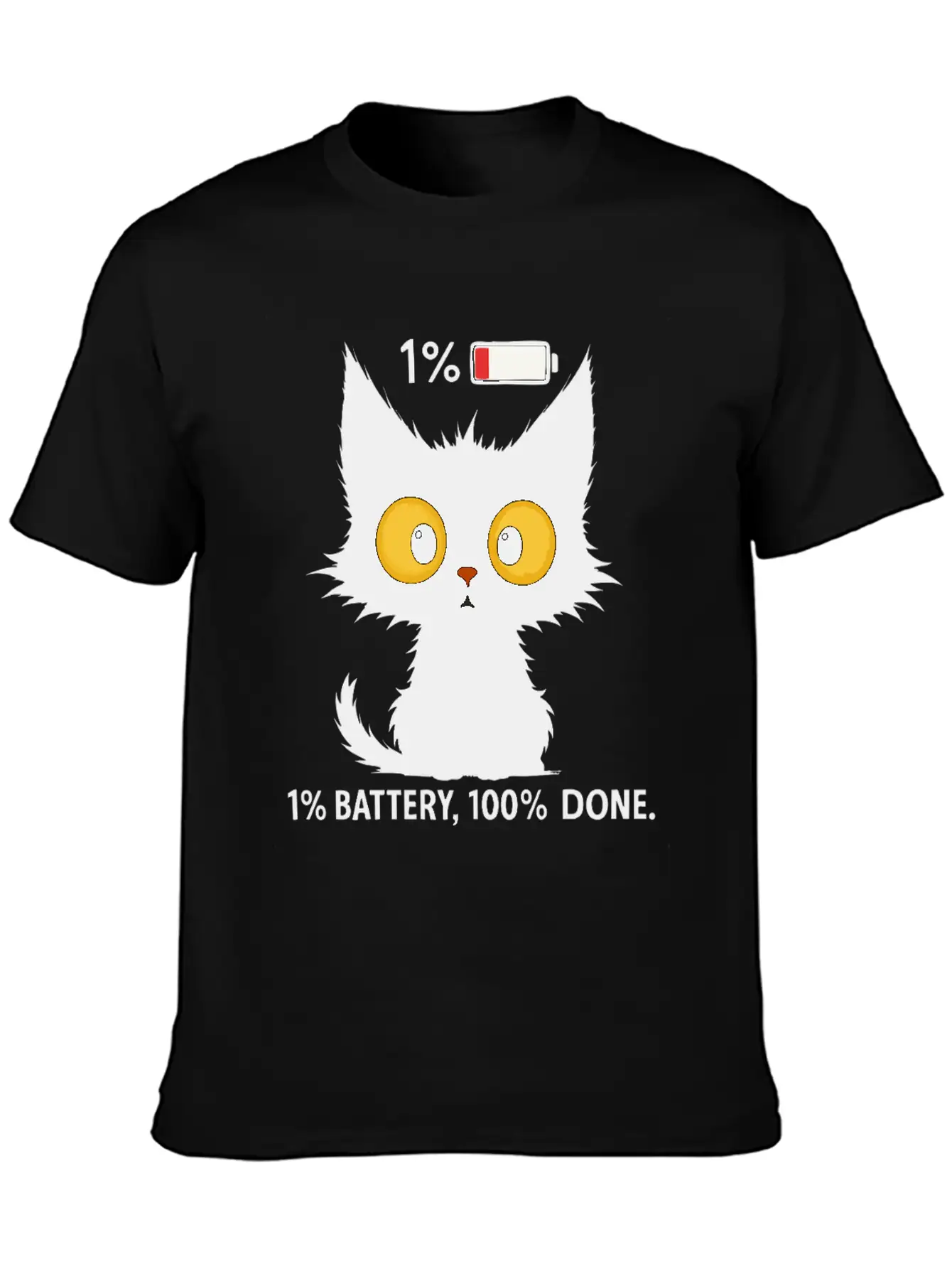 Tired Black Cat – Funny Exhausted Cat Timeless Short Sleeve Tee – Comfy And Minimalist Design
