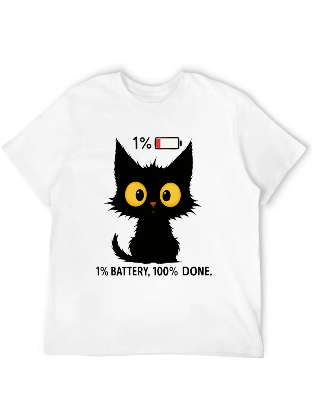 Tired Black Cat – Funny Exhausted Cat Timeless Short Sleeve Tee – Comfy And Minimalist Design