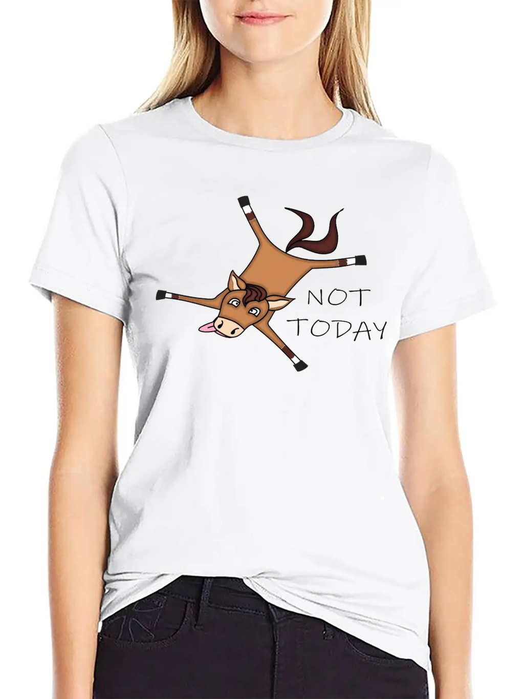 Tired Horse Not Today Relaxed Everyday Tee – Lightweight And Durable Cotton