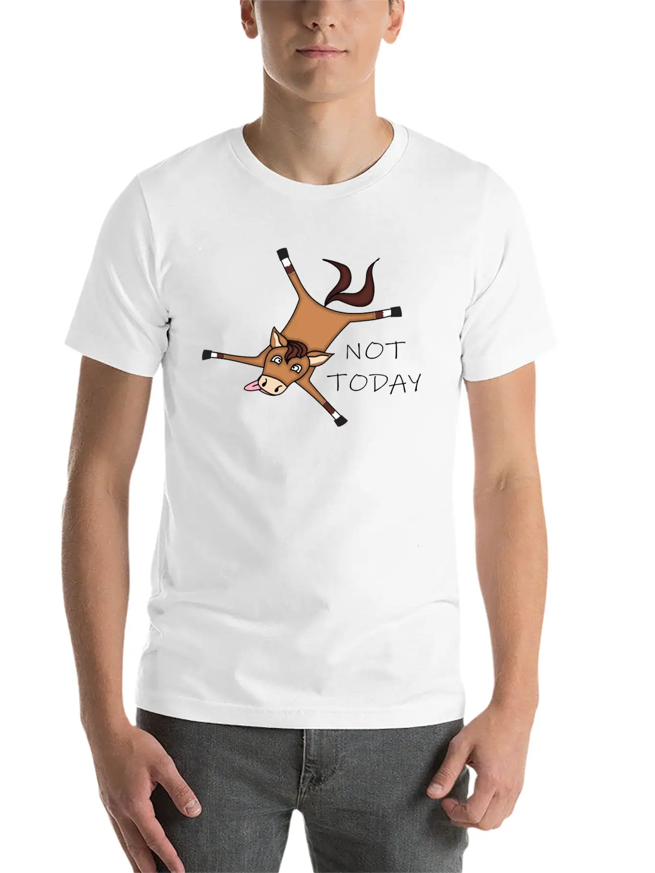 Tired Horse Not Today Relaxed Everyday Tee – Lightweight And Durable Cotton