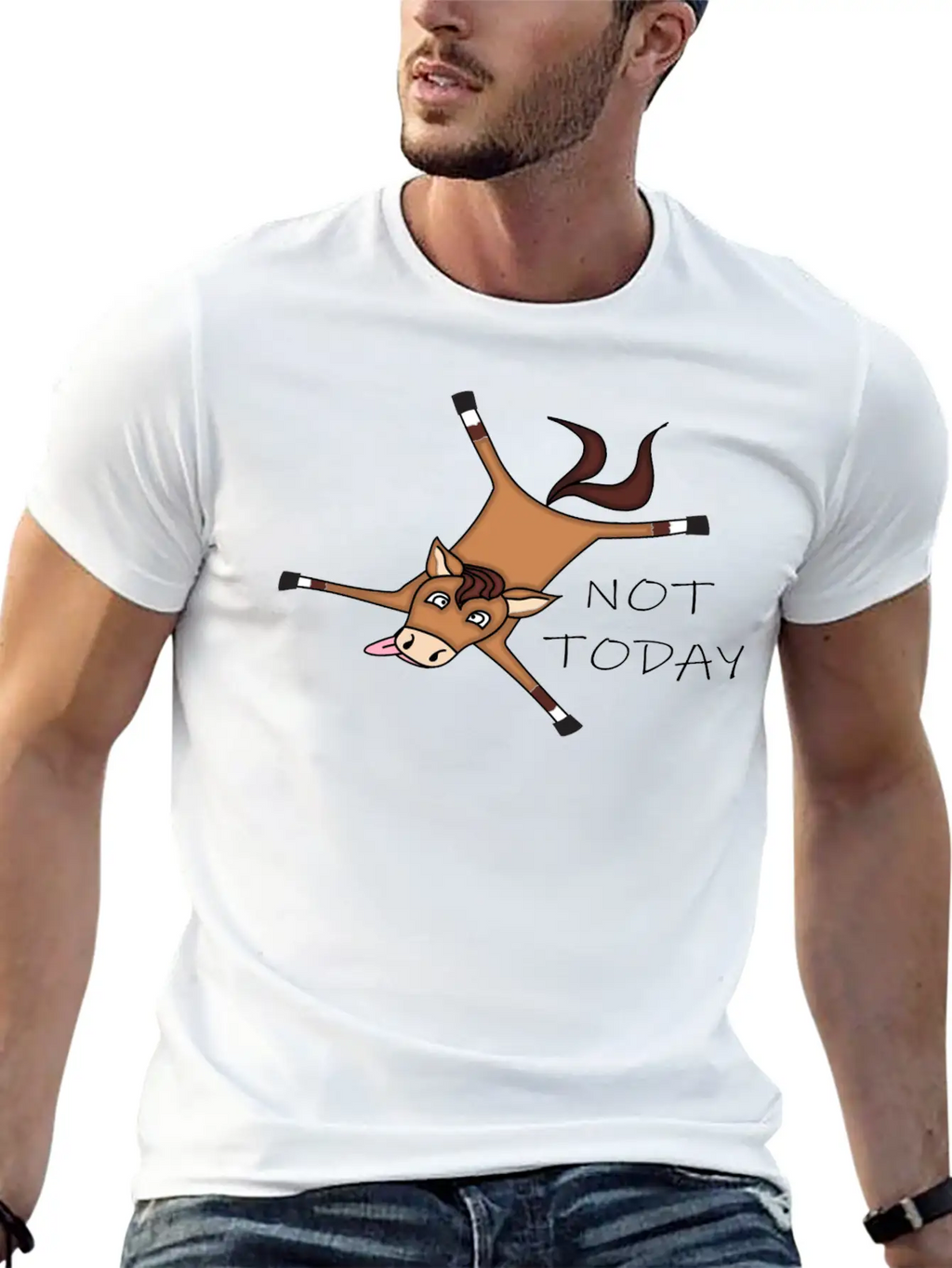Tired Horse Not Today Relaxed Everyday Tee – Lightweight And Durable Cotton