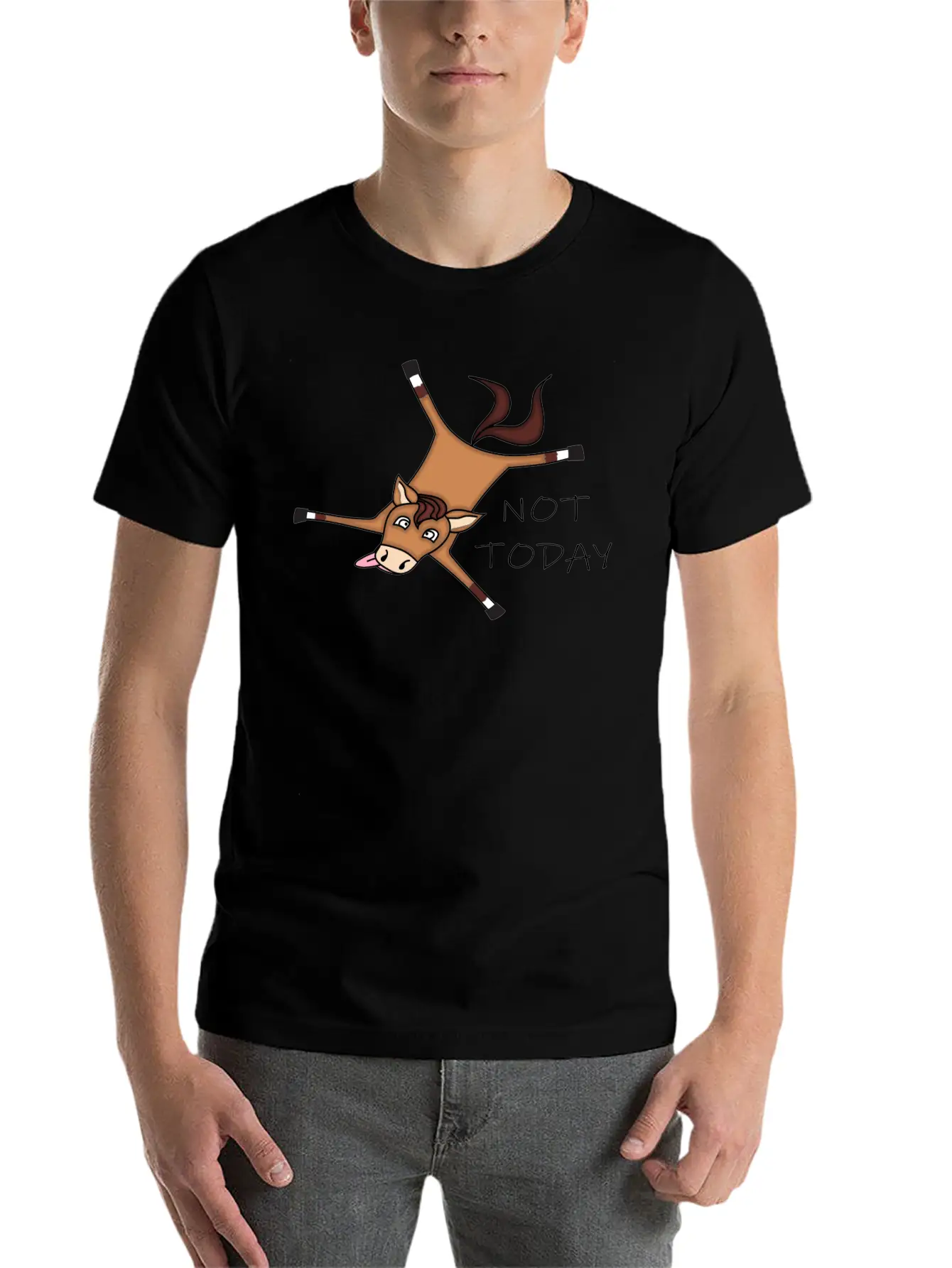 Tired Horse Not Today Relaxed Everyday Tee – Lightweight And Durable Cotton