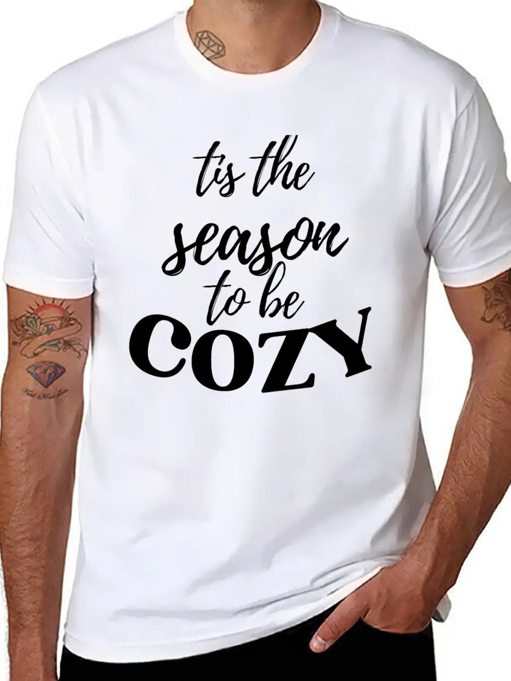 Tis The Season To Be Cozy Breathable Graphic T-Shirt – Perfect For Casual Days