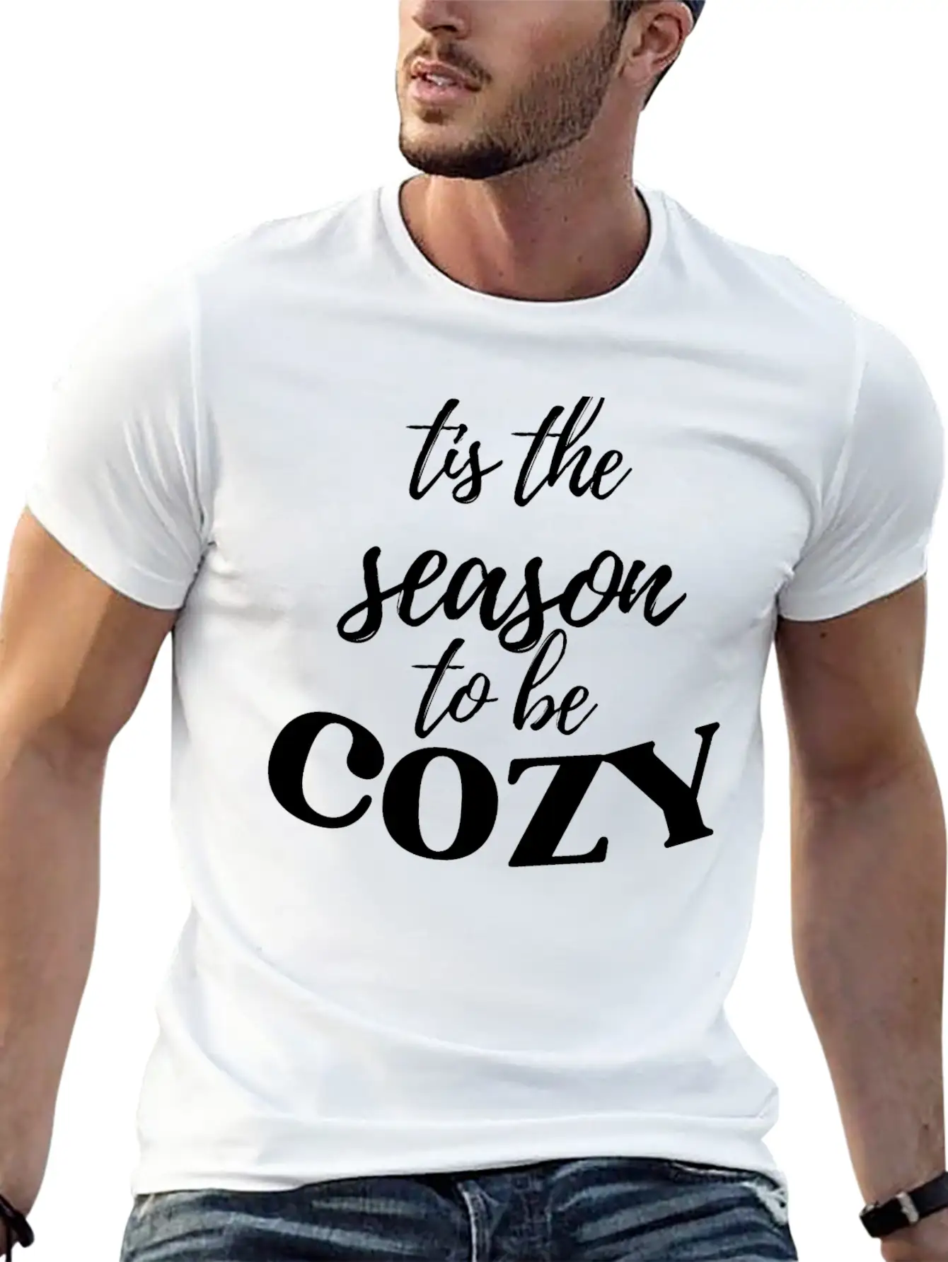 Tis The Season To Be Cozy Breathable Graphic T-Shirt – Perfect For Casual Days