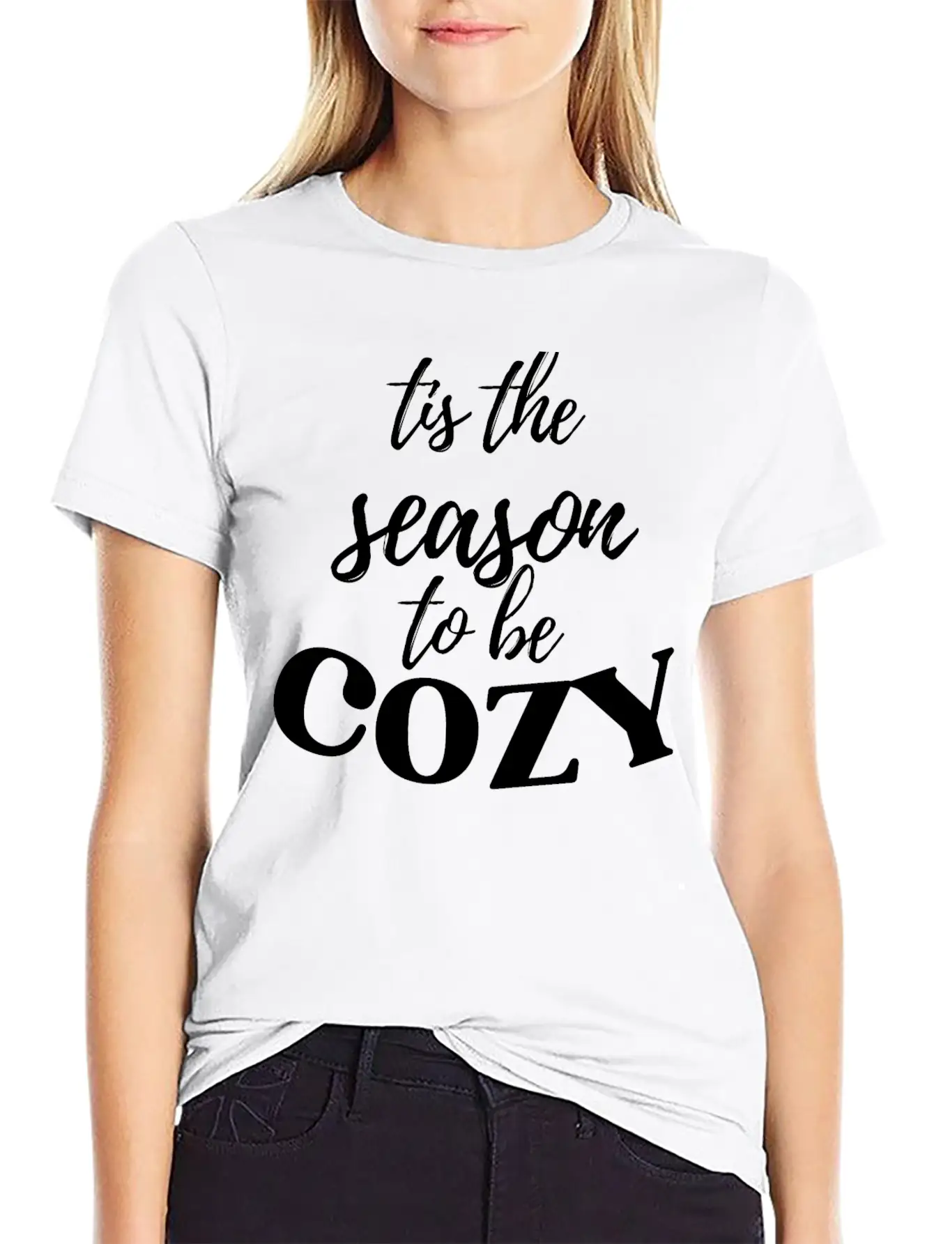 Tis The Season To Be Cozy Breathable Graphic T-Shirt – Perfect For Casual Days