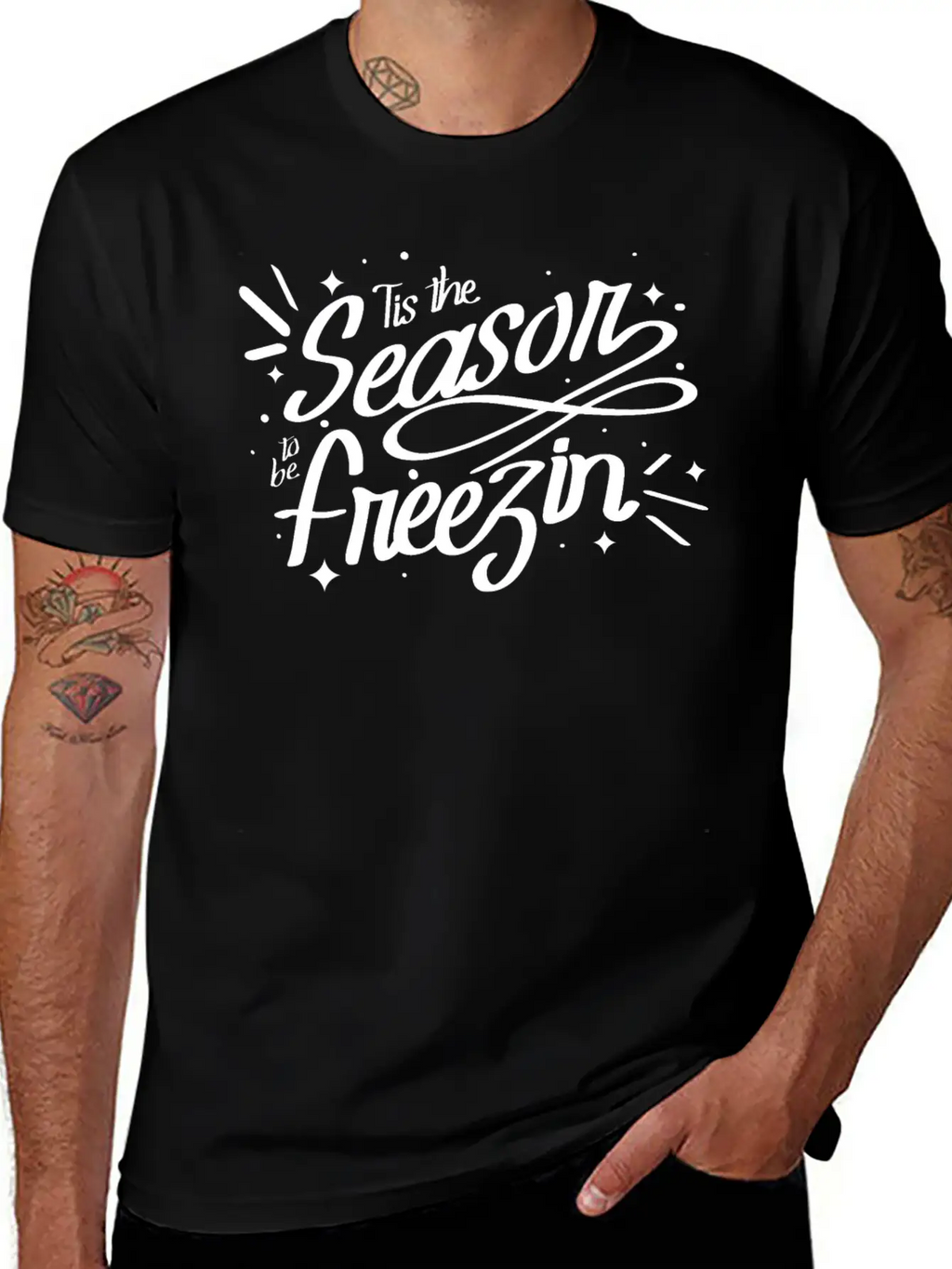 Tis The Season To Be Freezin Winter Christmas Basic Graphic T-Shirt – Daily Comfort In Soft Cotton