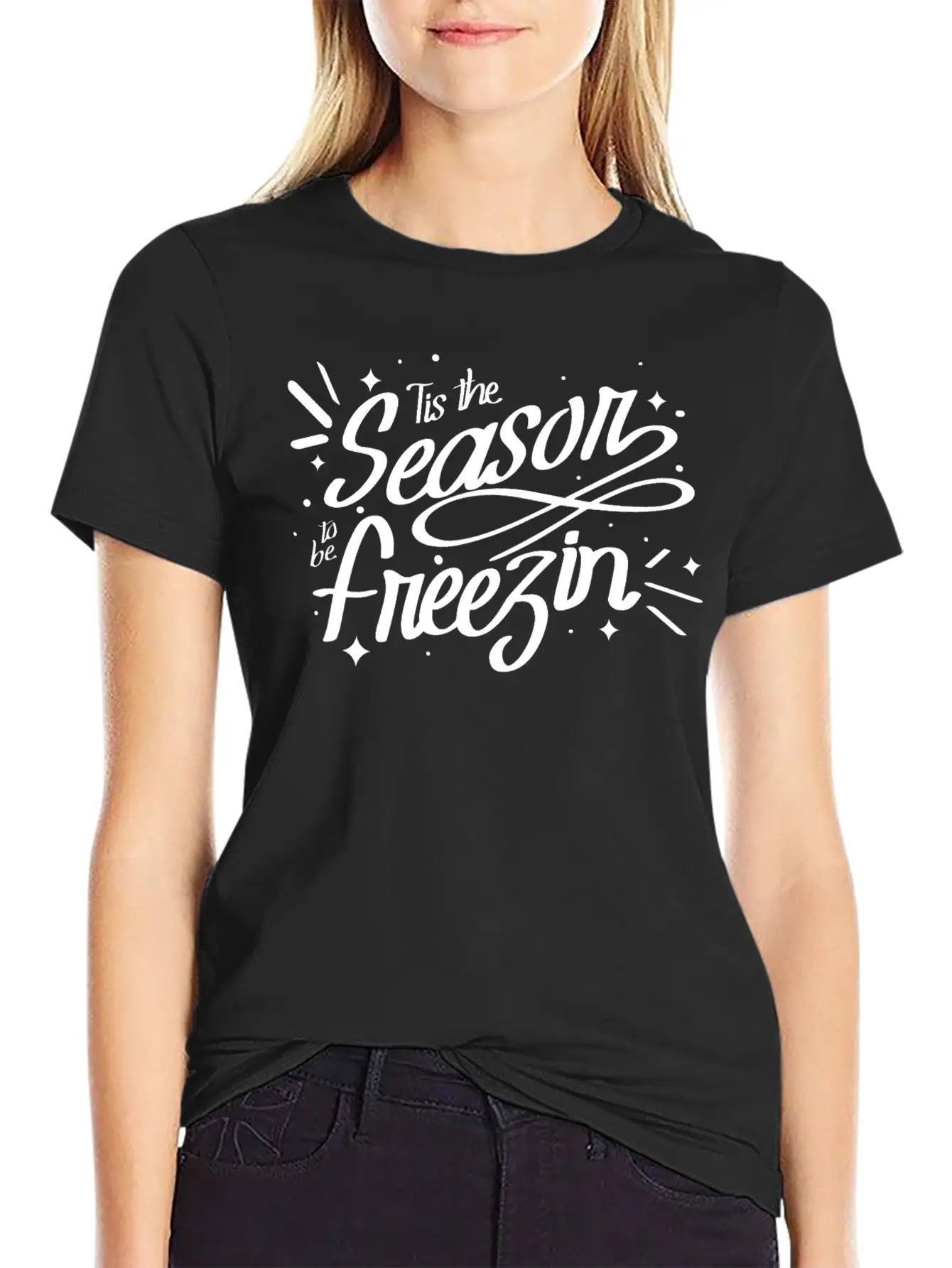 Tis The Season To Be Freezin Winter Christmas Basic Graphic T-Shirt – Daily Comfort In Soft Cotton