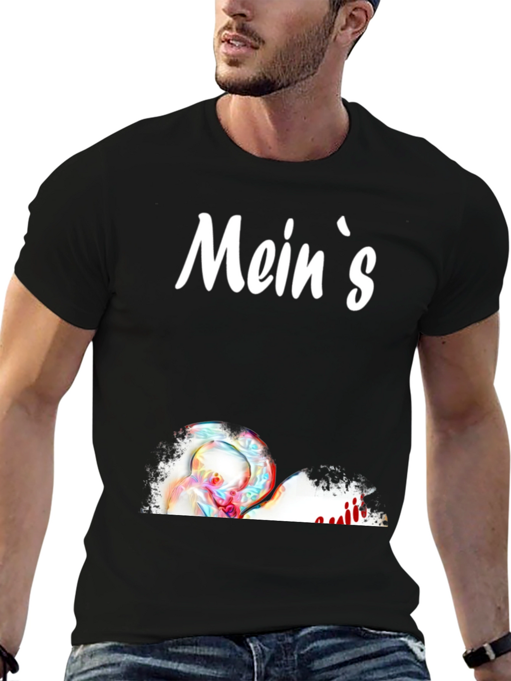 Meins Black Graphic T-Shirt