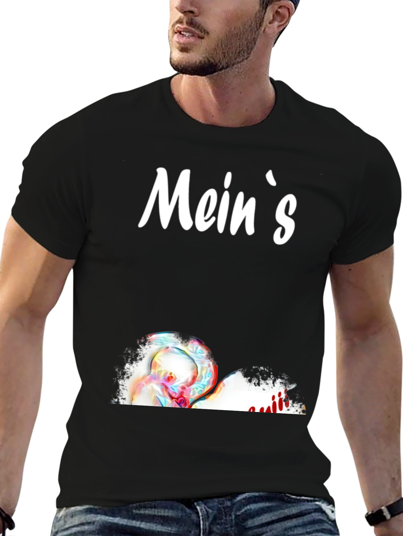 Meins Black Graphic T-Shirt