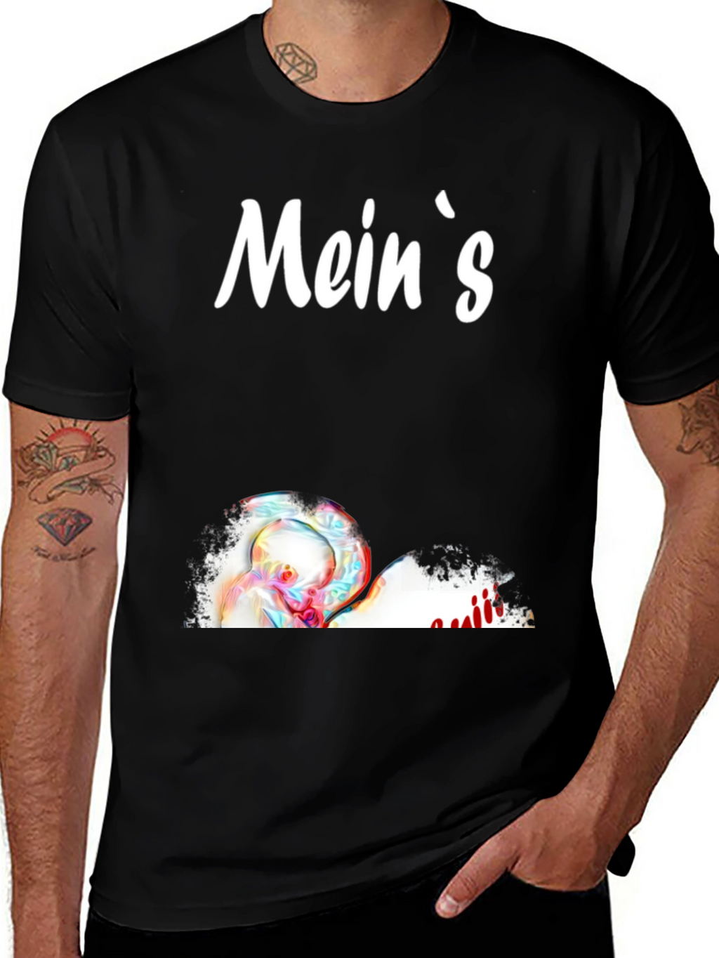 Meins Black Graphic T-Shirt