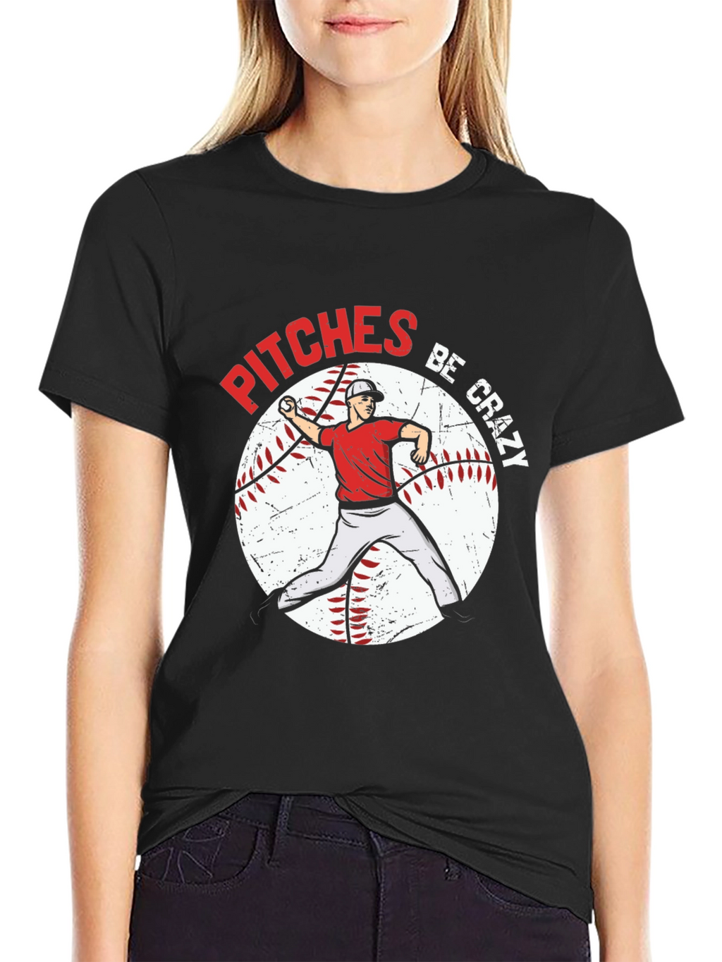 Pitches Be Crazy Baseball Graphic T-Shirt
