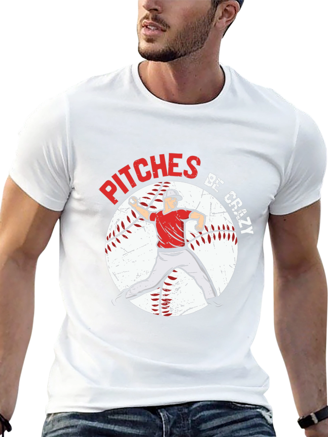 Pitches Be Crazy Baseball Graphic T-Shirt