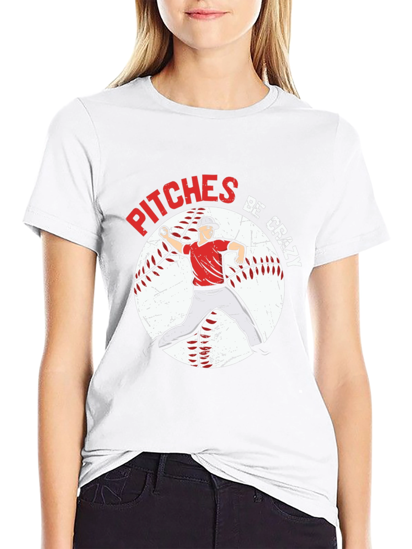 Pitches Be Crazy Baseball Graphic T-Shirt