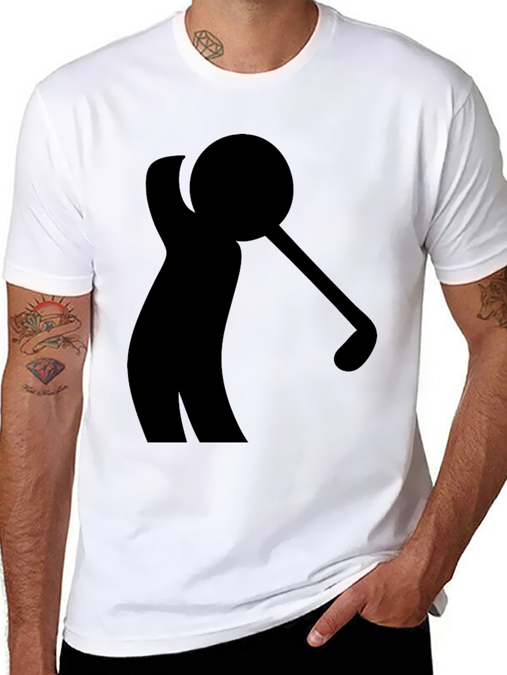 Golf Swing Silhouette Black T-Shirt