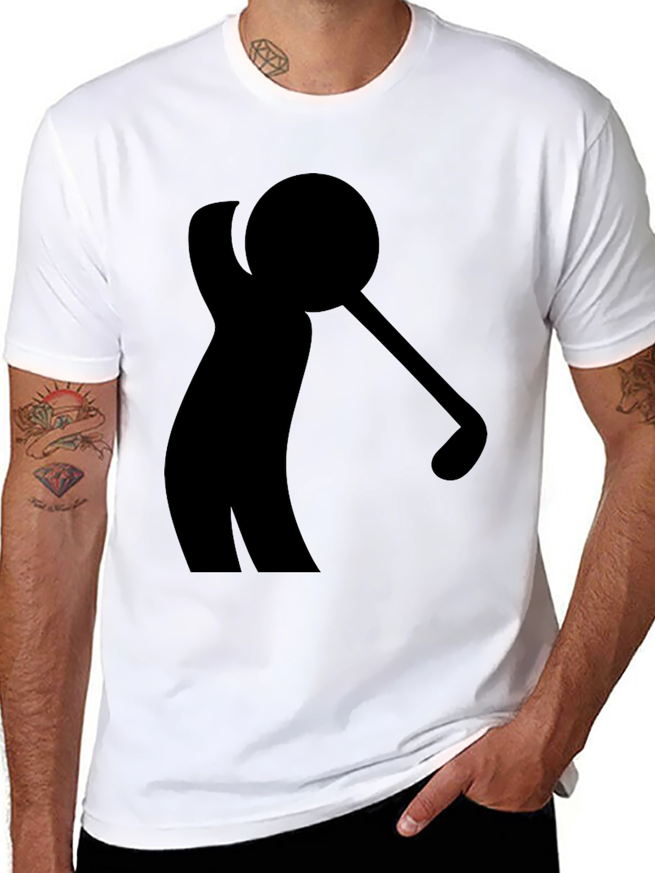 Golf Swing Silhouette Black T-Shirt