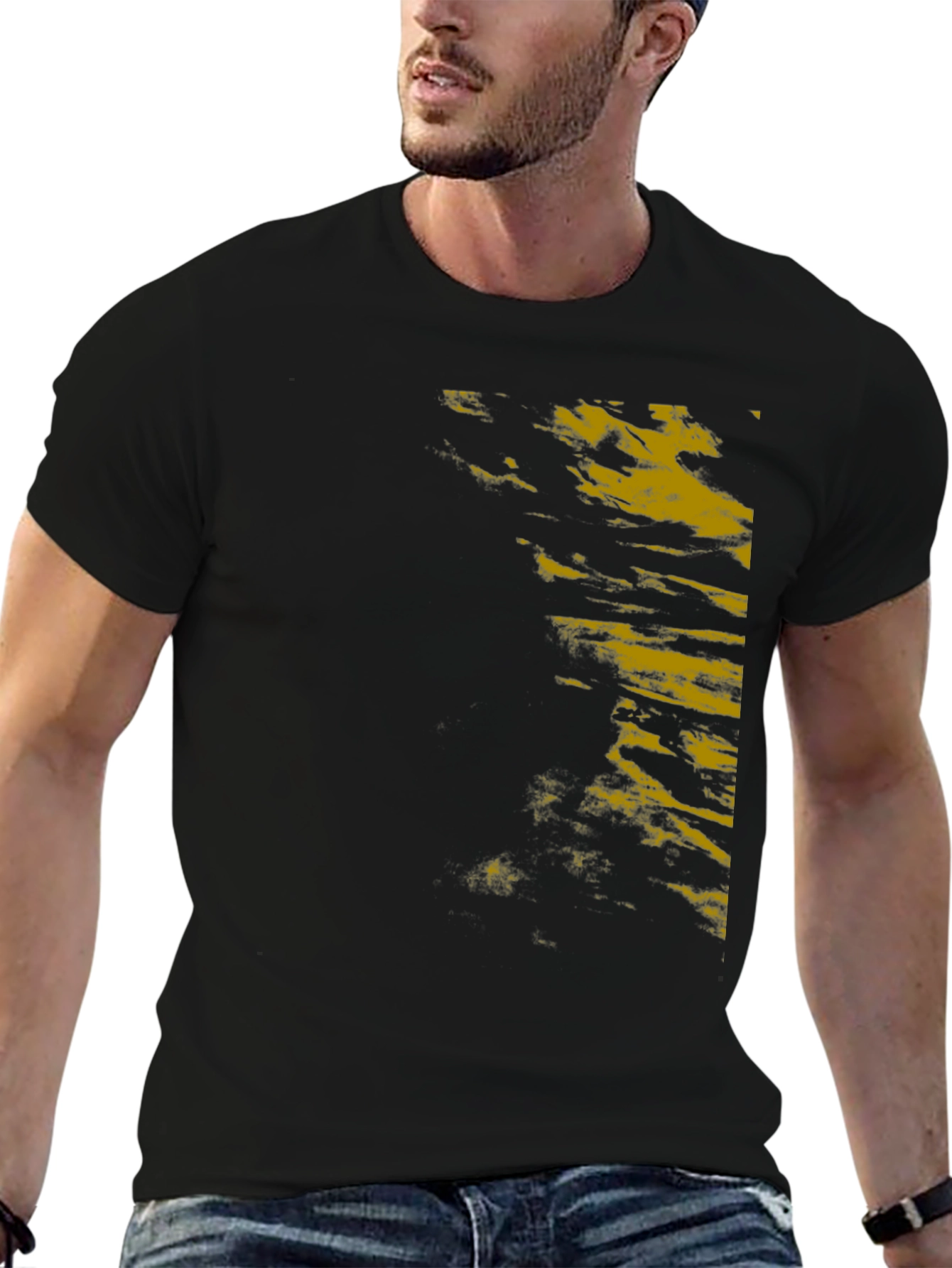 Mens Black Graphic Print T-Shirt