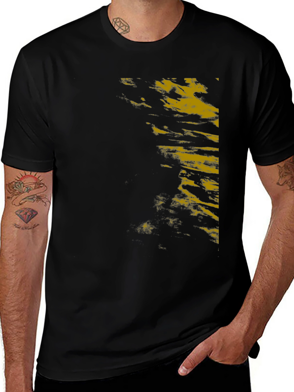 Mens Black Graphic Print T-Shirt