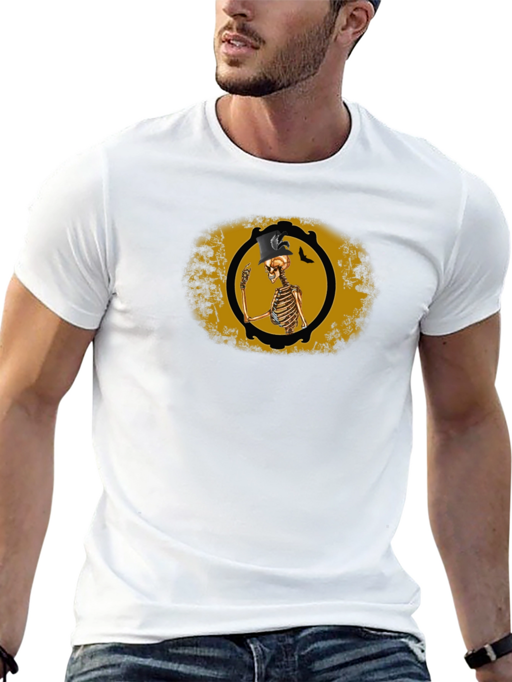 Skeleton Top Hat Black T-Shirt