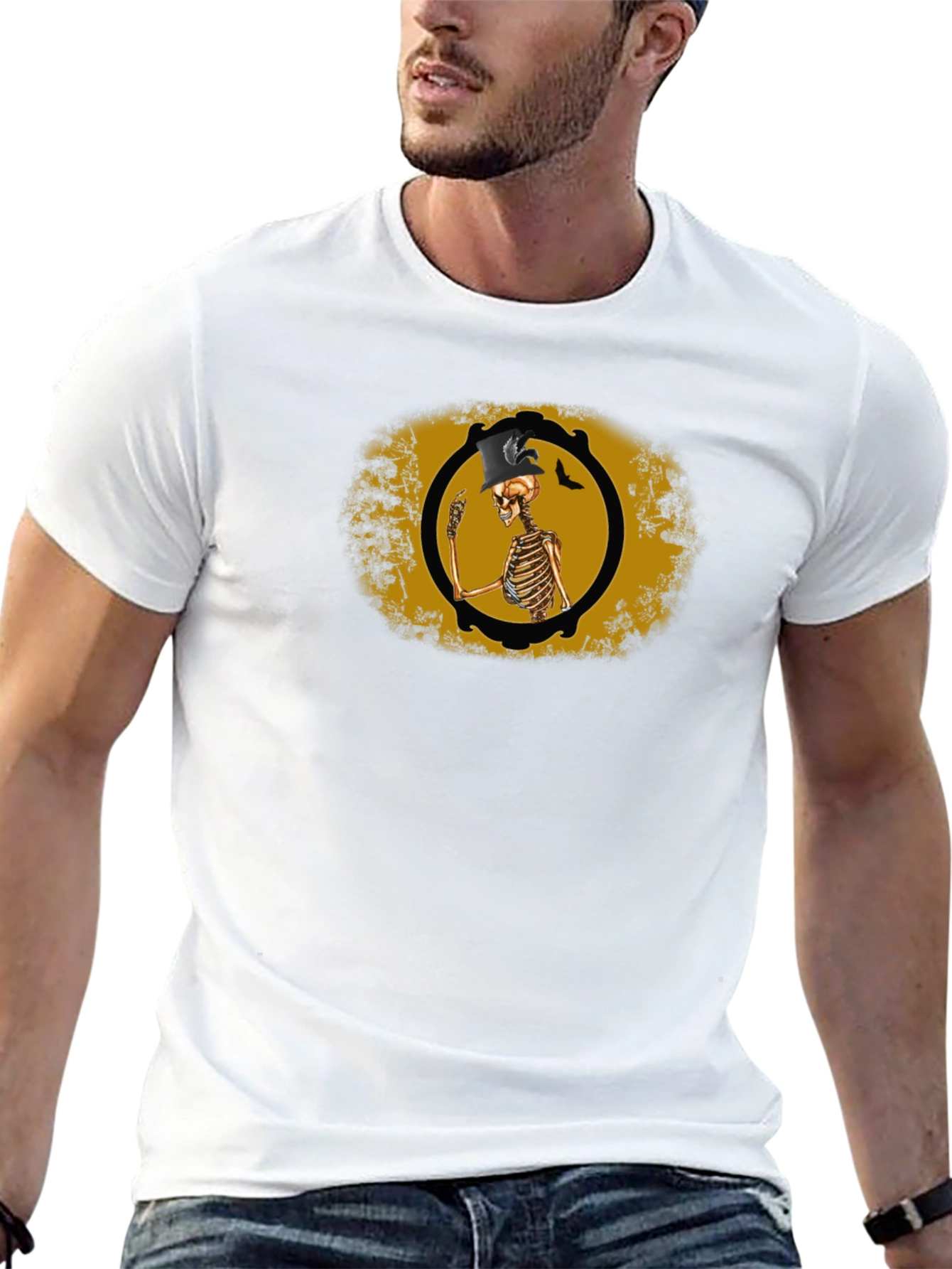Skeleton Top Hat Black T-Shirt