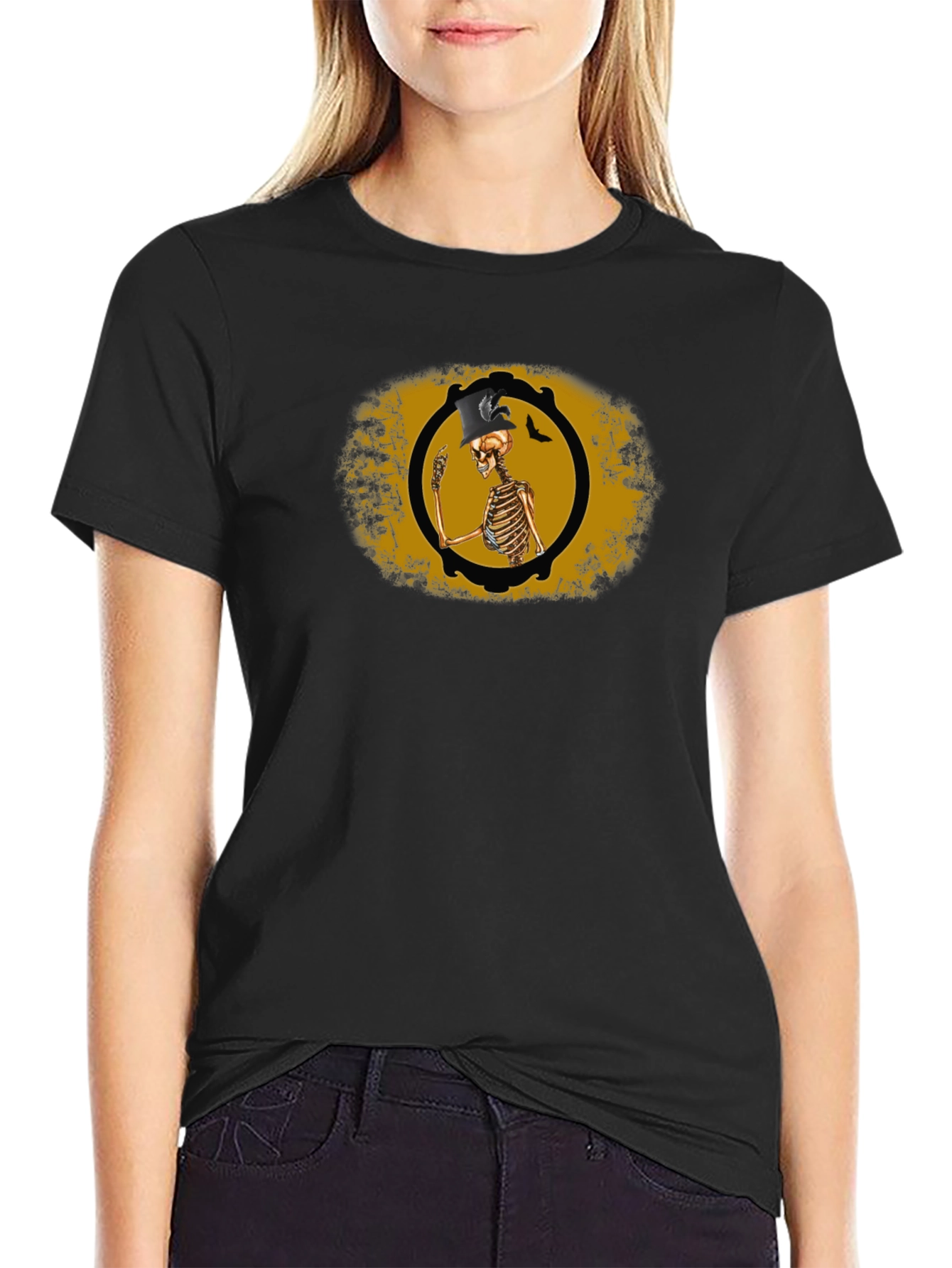 Skeleton Top Hat Black T-Shirt