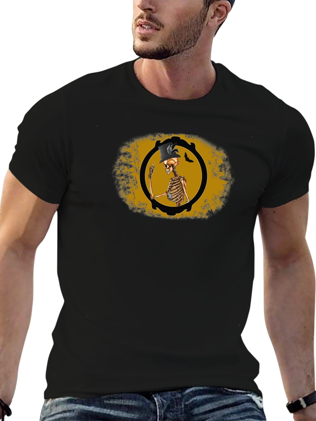 Skeleton Top Hat Black T-Shirt