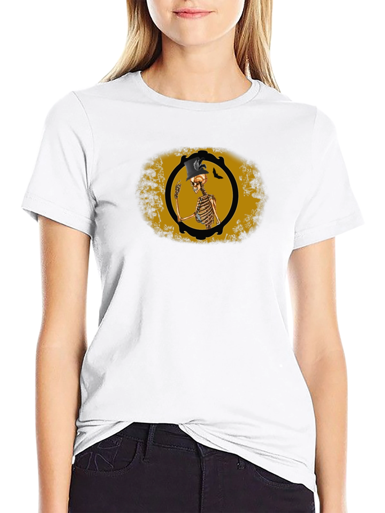 Skeleton Top Hat Black T-Shirt