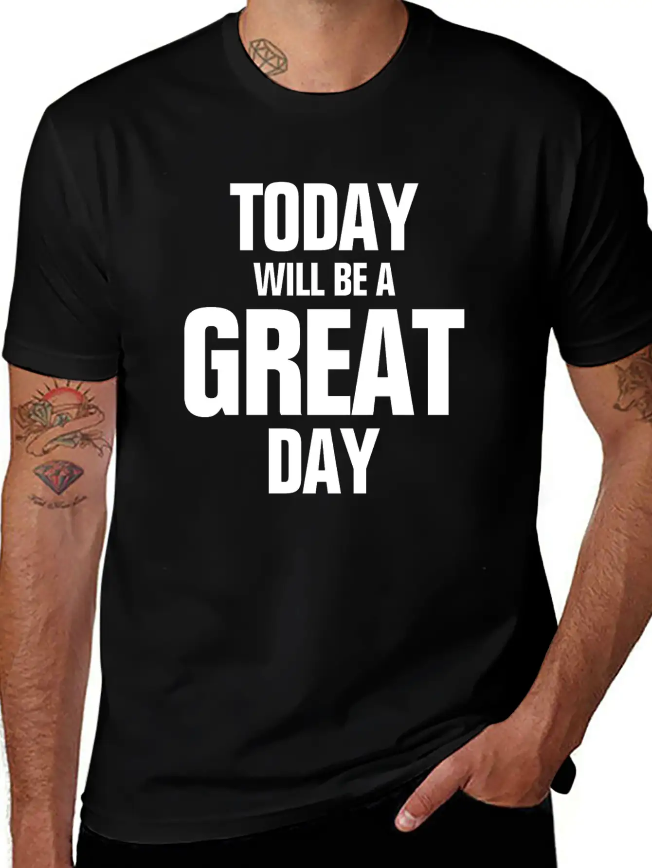 TODAY WILL BE A GREAT DAY INSPIRATION MOTIVATION Relaxed Everyday Tee – Lightweight And Durable Cotton