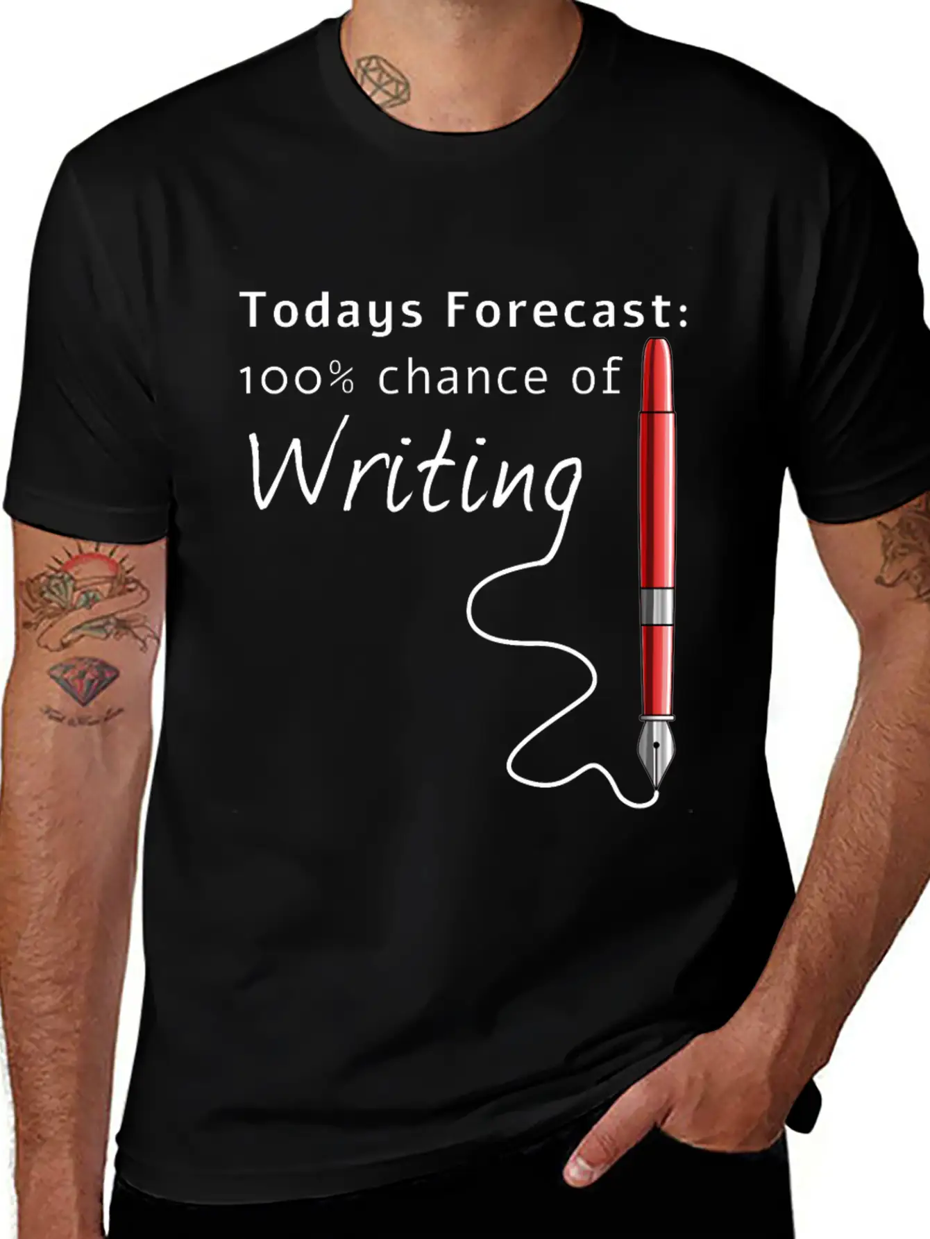 Todays Forecast 100% Chance Of Writing Funny Essential Cotton Tee For Daily Outfits – Unisex Style