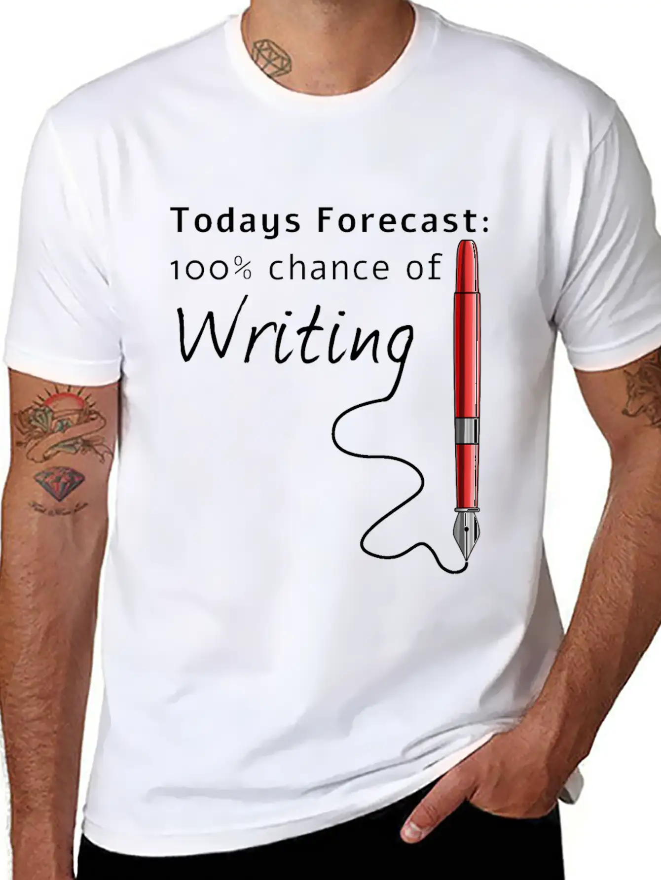 Todays Forecast 100% Chance Of Writing Funny Essential Cotton Tee For Daily Outfits – Unisex Style