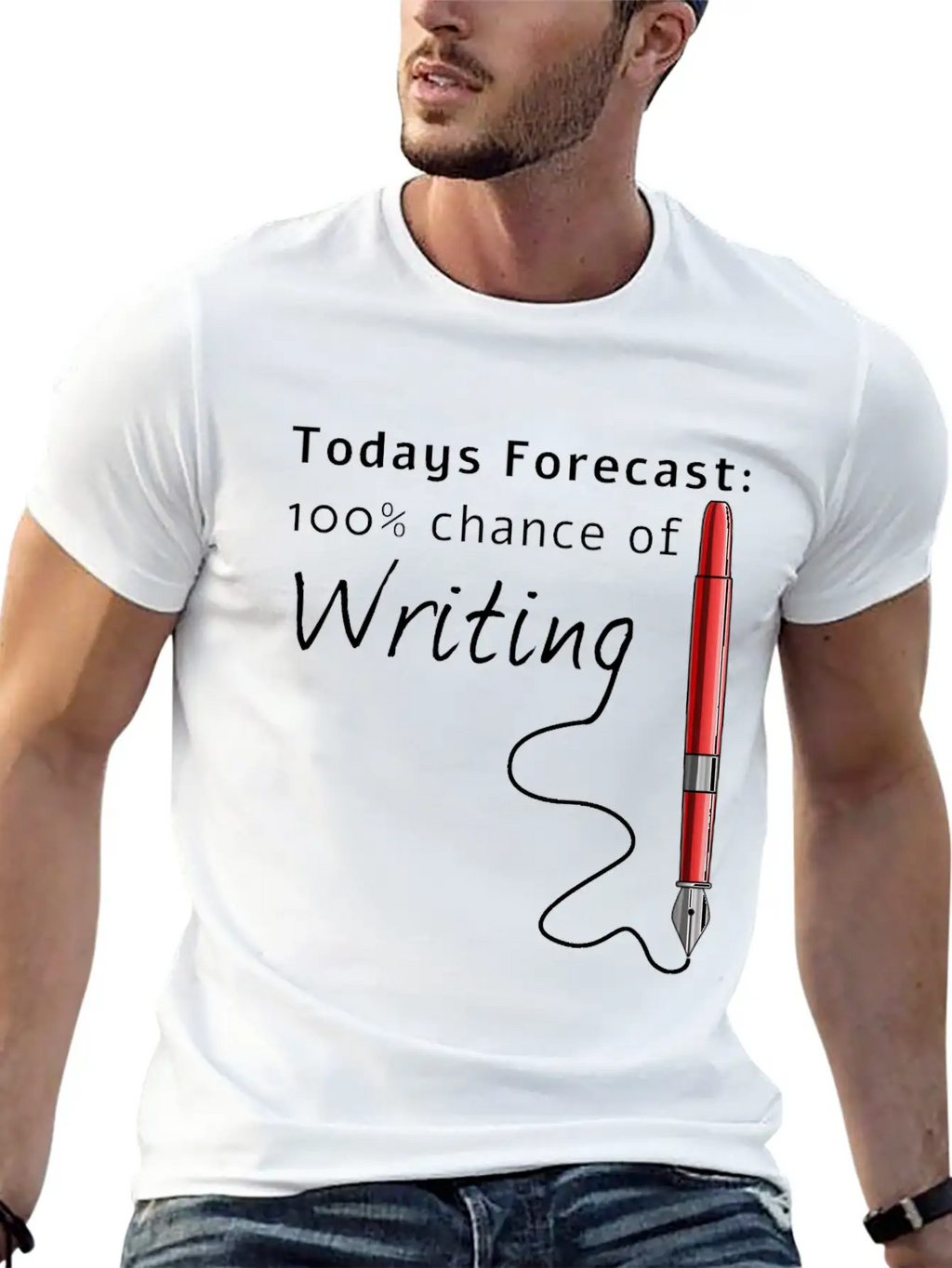 Todays Forecast 100% Chance Of Writing Funny Essential Cotton Tee For Daily Outfits – Unisex Style