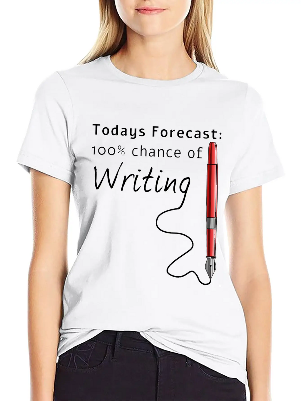 Todays Forecast 100% Chance Of Writing Funny Essential Cotton Tee For Daily Outfits – Unisex Style
