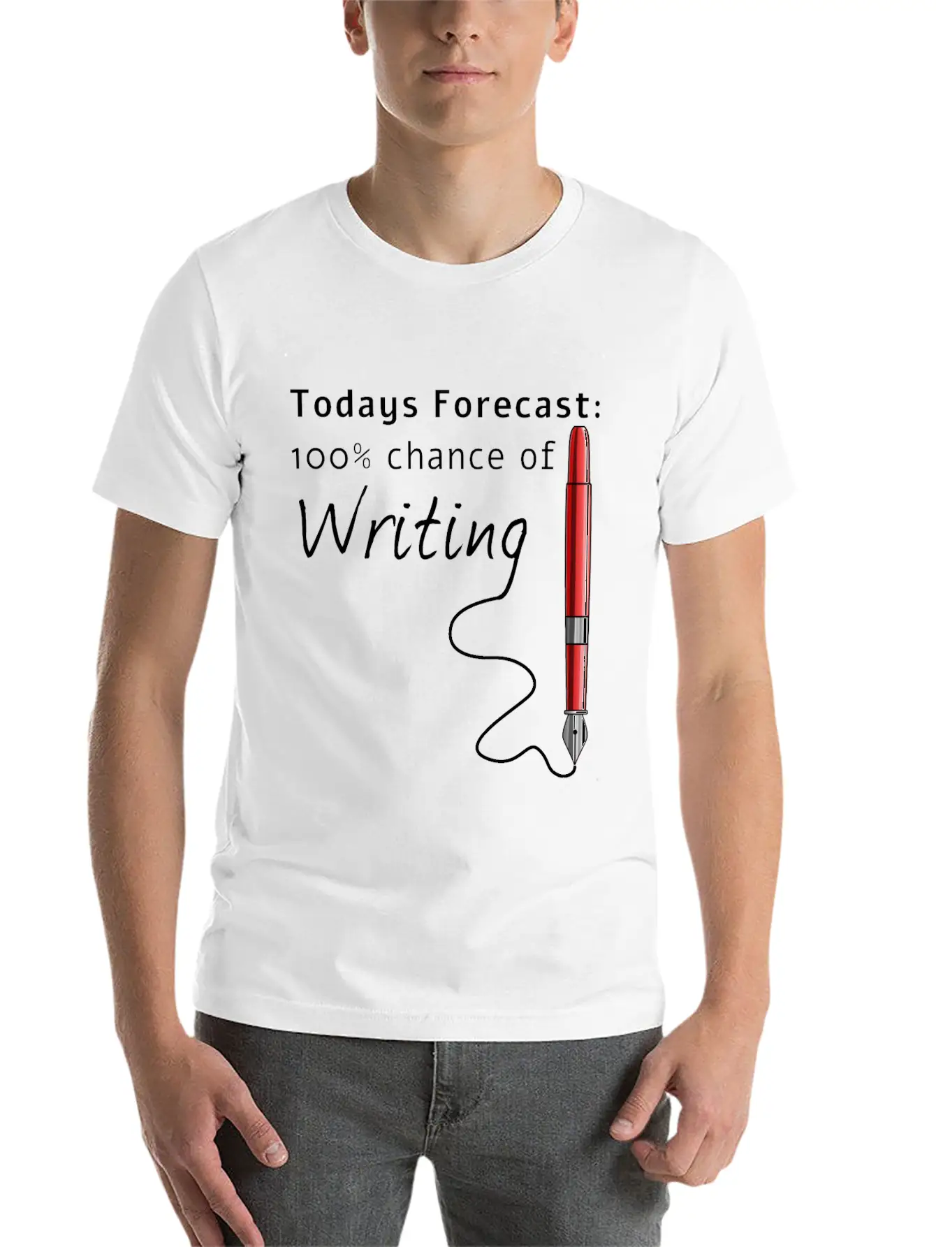 Todays Forecast 100% Chance Of Writing Funny Essential Cotton Tee For Daily Outfits – Unisex Style
